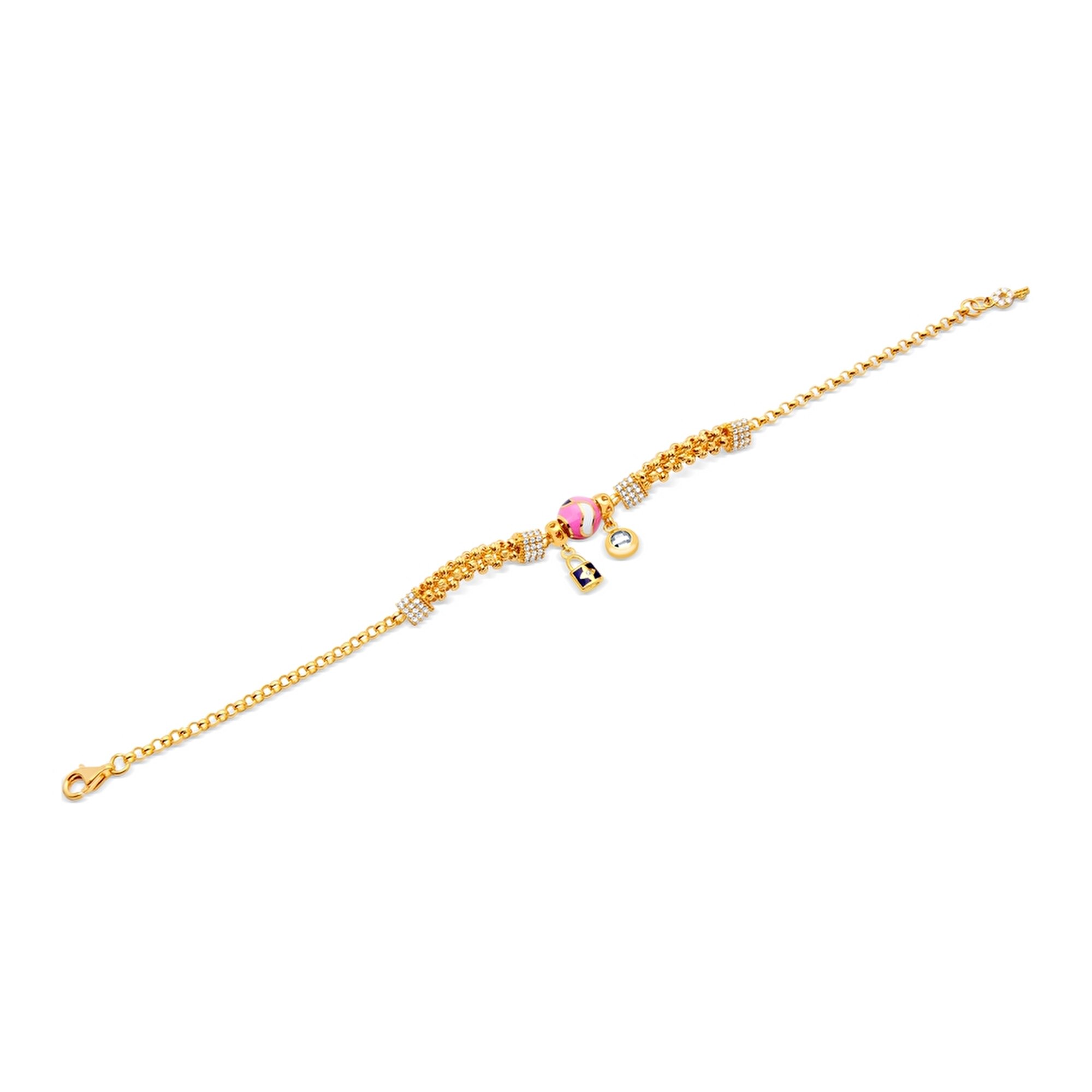 22 Ayar Sarı Altın Charm Bileklik