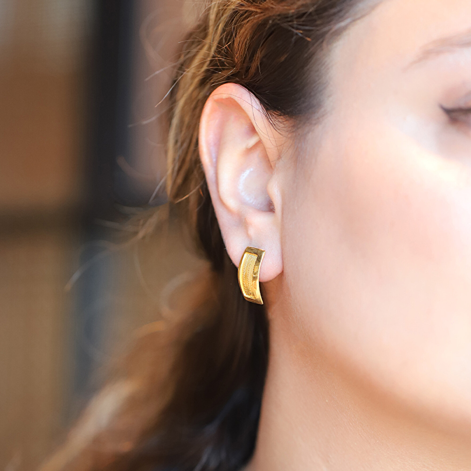 22 Ayar Sarı Altın Trabzon Hasır Küpe