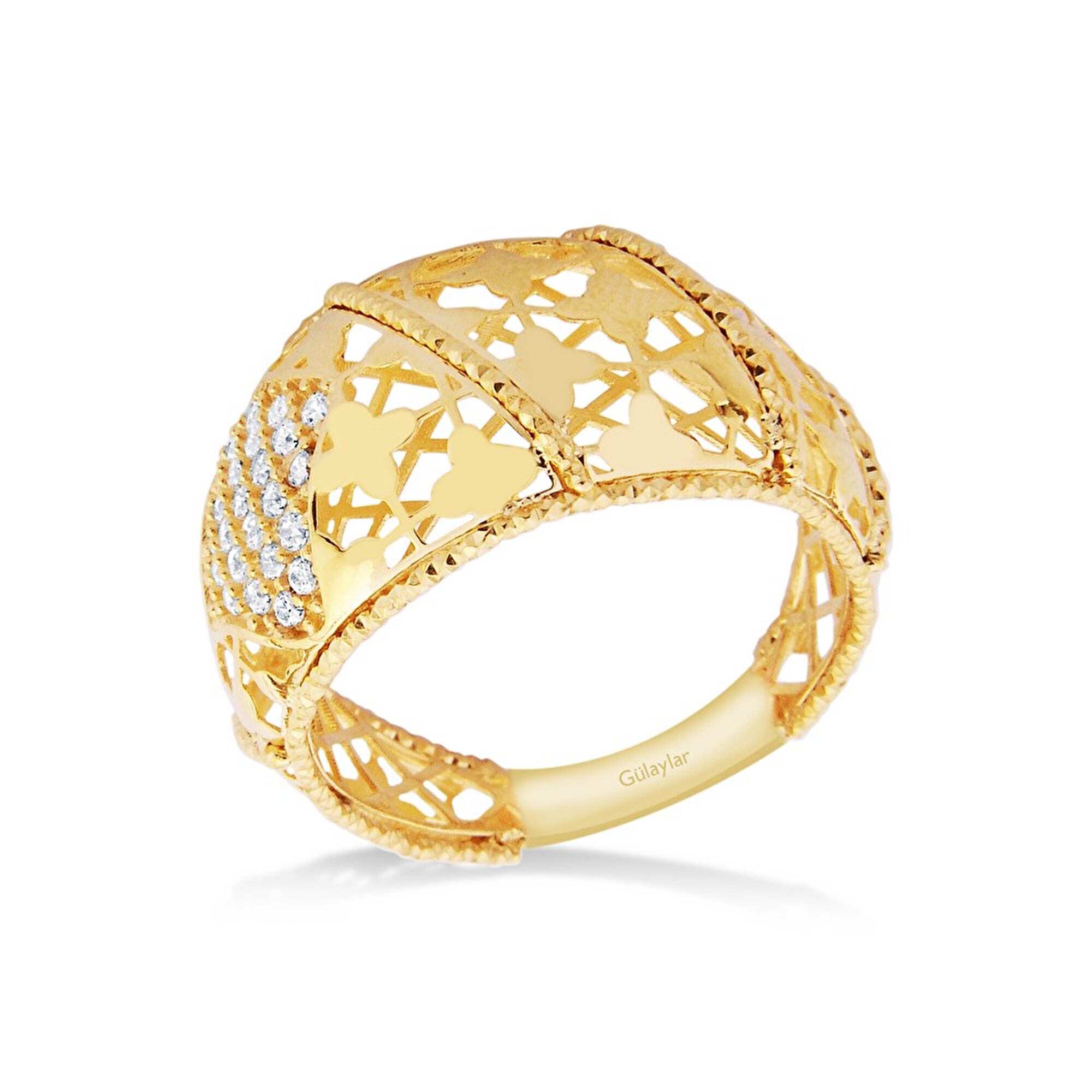 22 Ayar Sarı Altın Taşlı Yüzük