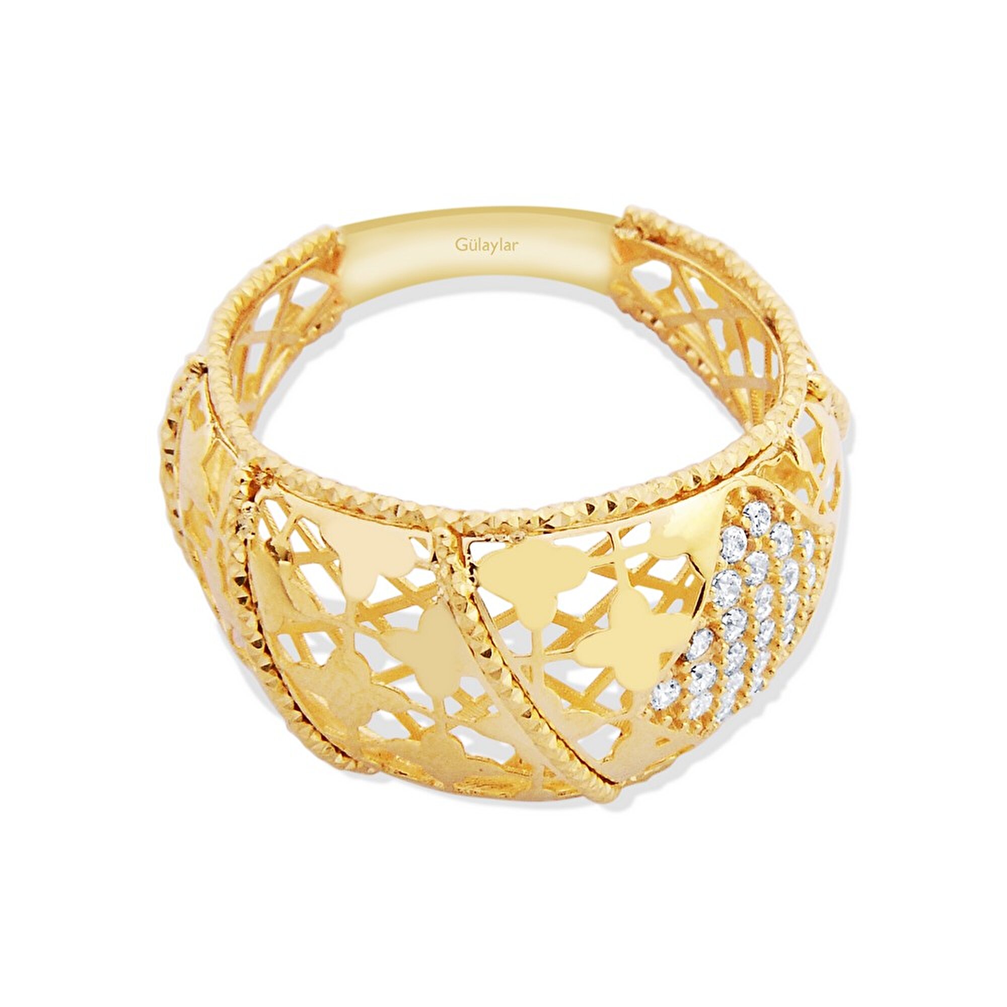 22 Ayar Sarı Altın Taşlı Yüzük