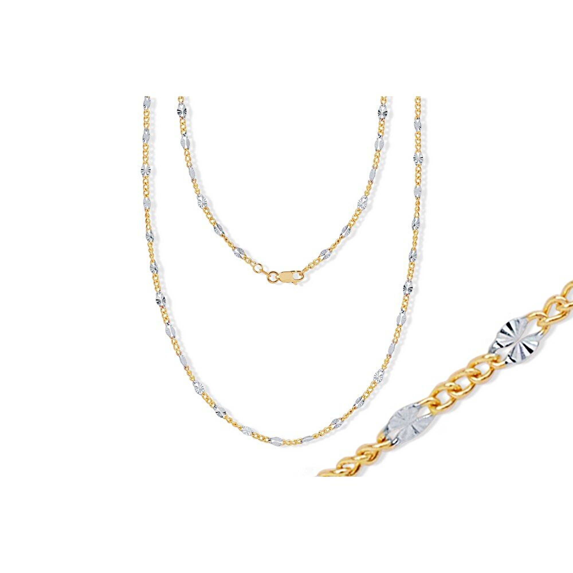 14 Ayar Sarı-Beyaz Altın Trend Zincir