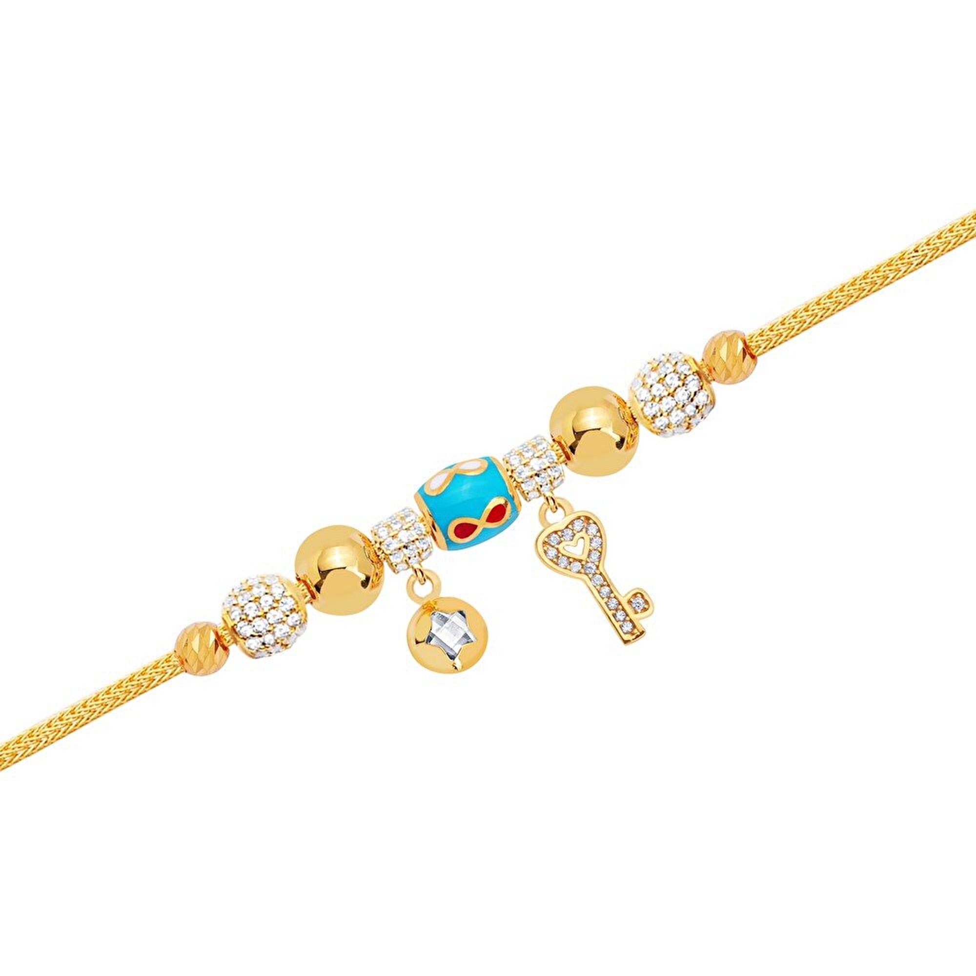 22 Ayar Sarı Altın Charm Bileklik