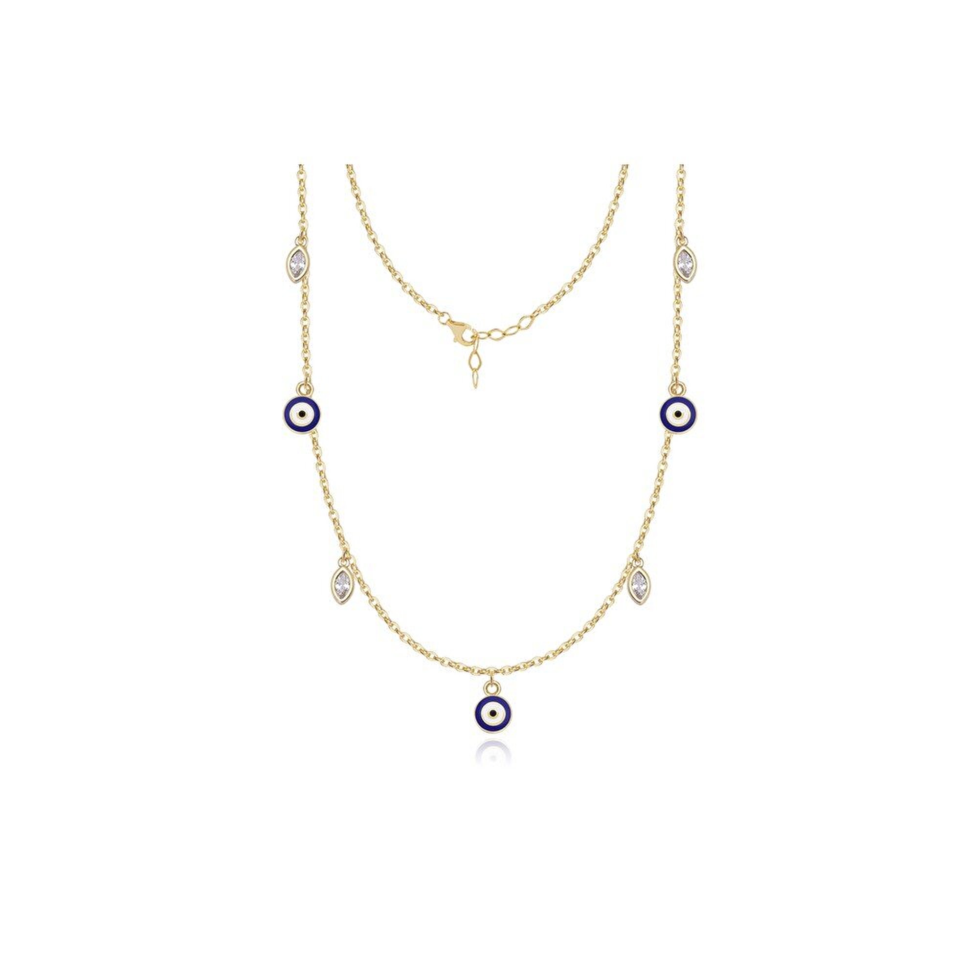 14 Ayar Sarı Altın Göz Figürlü Kolye