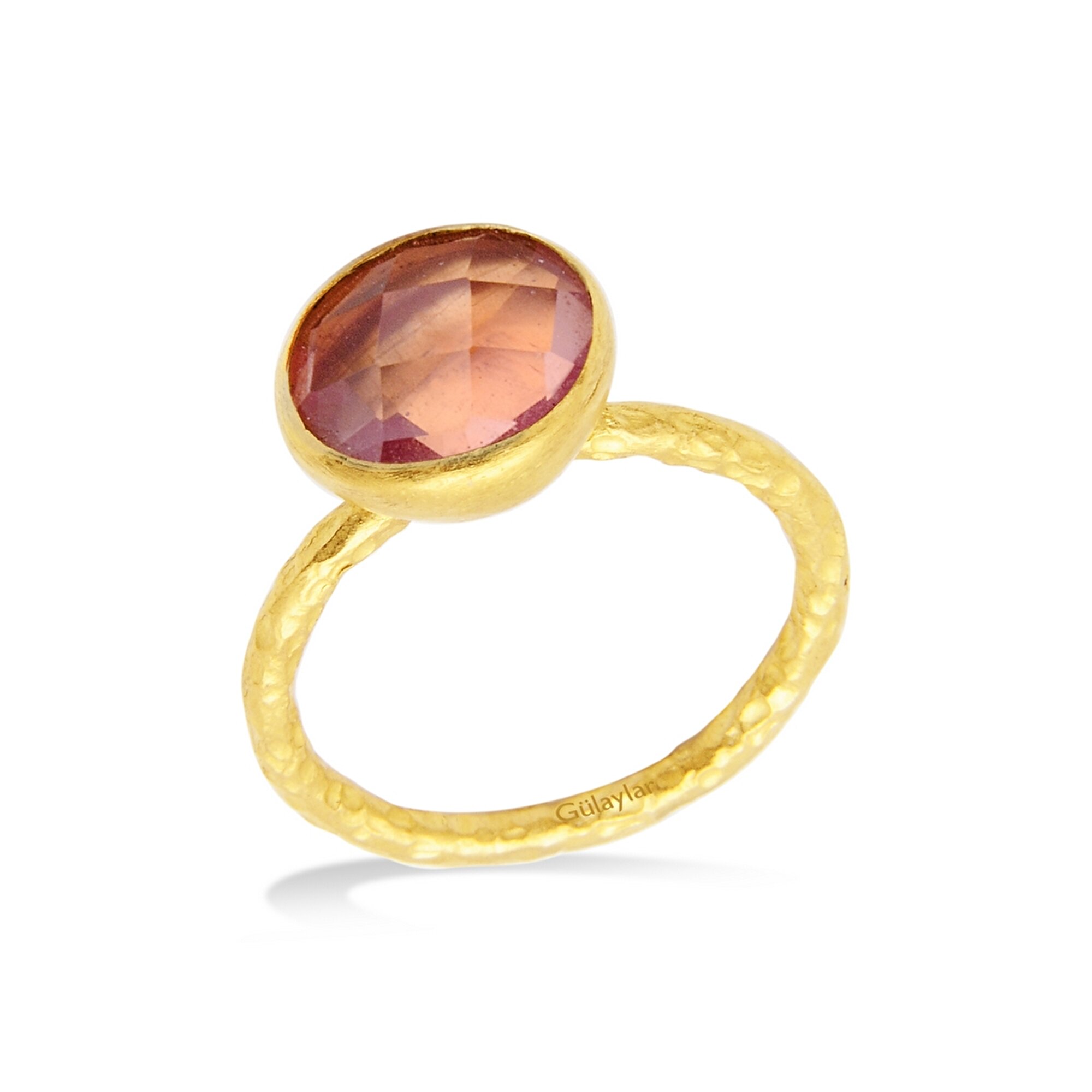 24 Ayar Sarı Altın Kuvars Rengi Yüzük