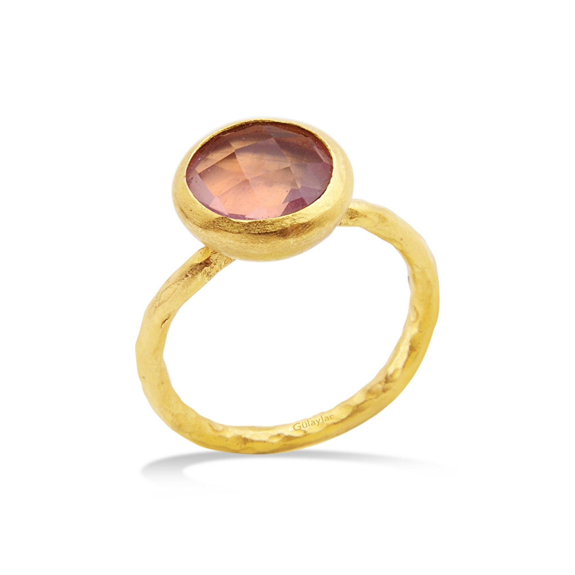 24 Ayar Sarı Altın Kuvars Rengi Yüzük