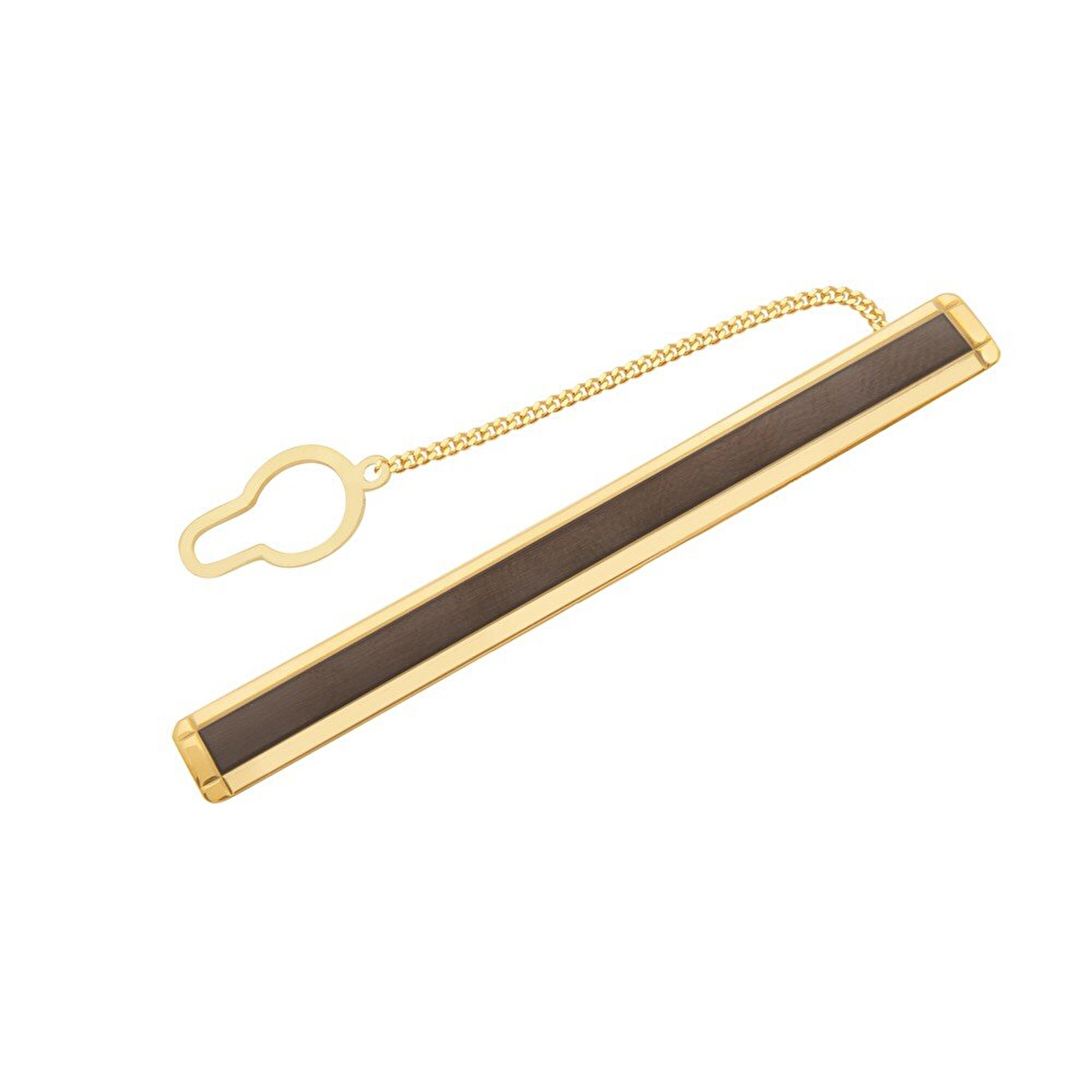 14 Ayar Sarı-Siyah Altın Taşlı Kravat İğnesi