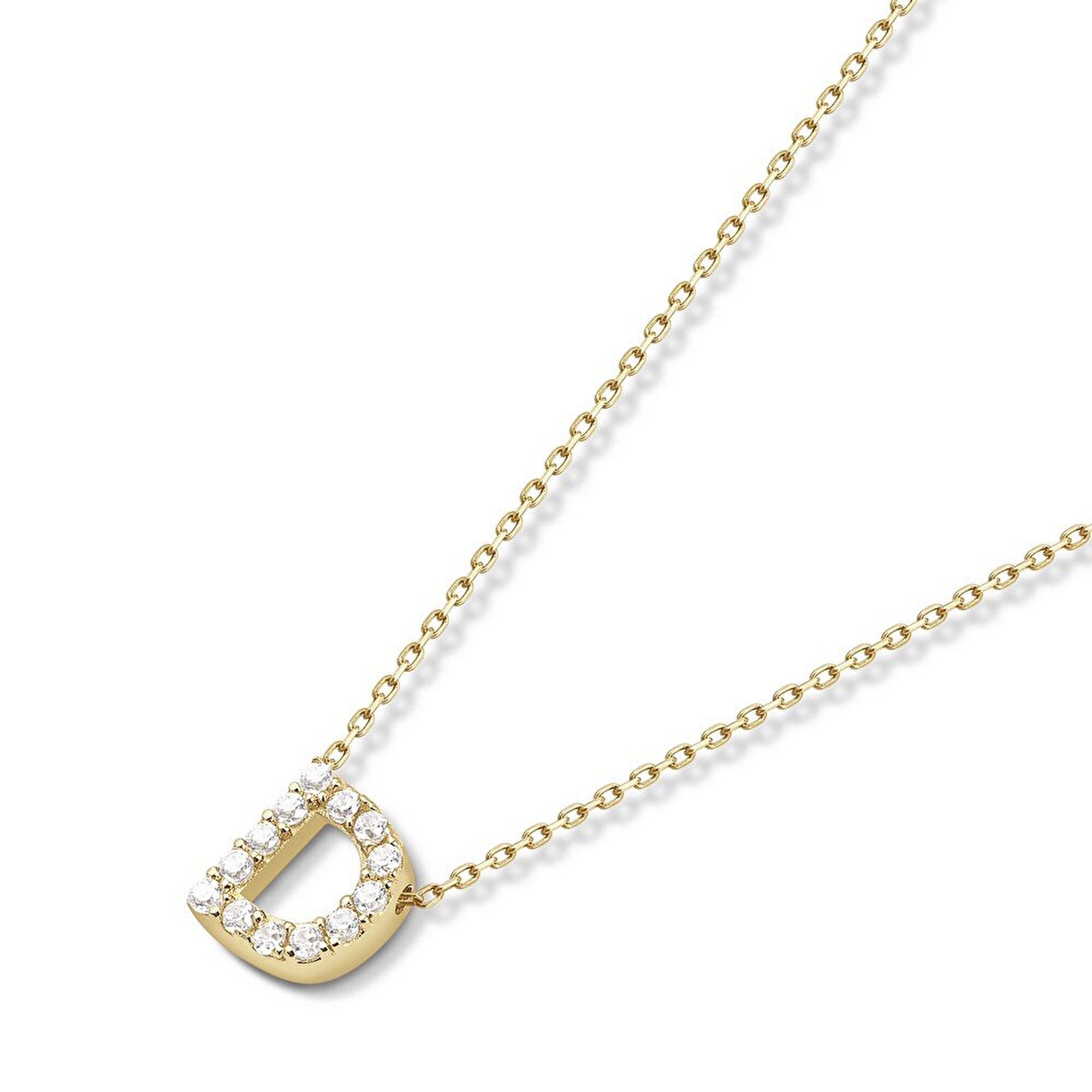 14 Ayar Sarı Altın D Harf Kolye