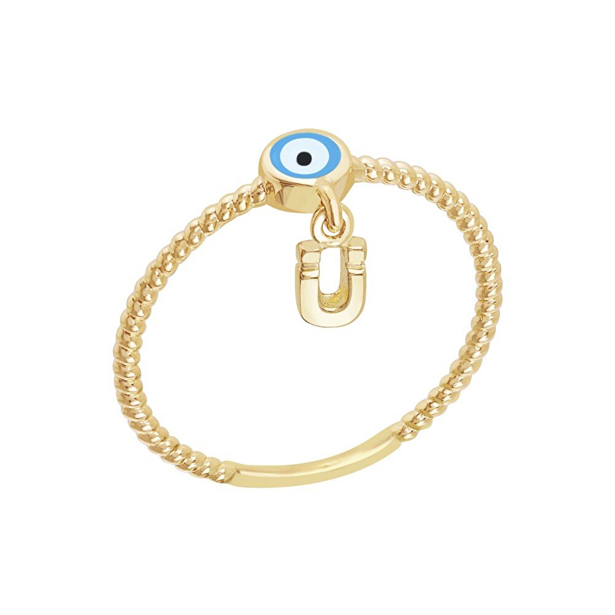 14 Ayar Sarı Altın Ü Harf Yüzük