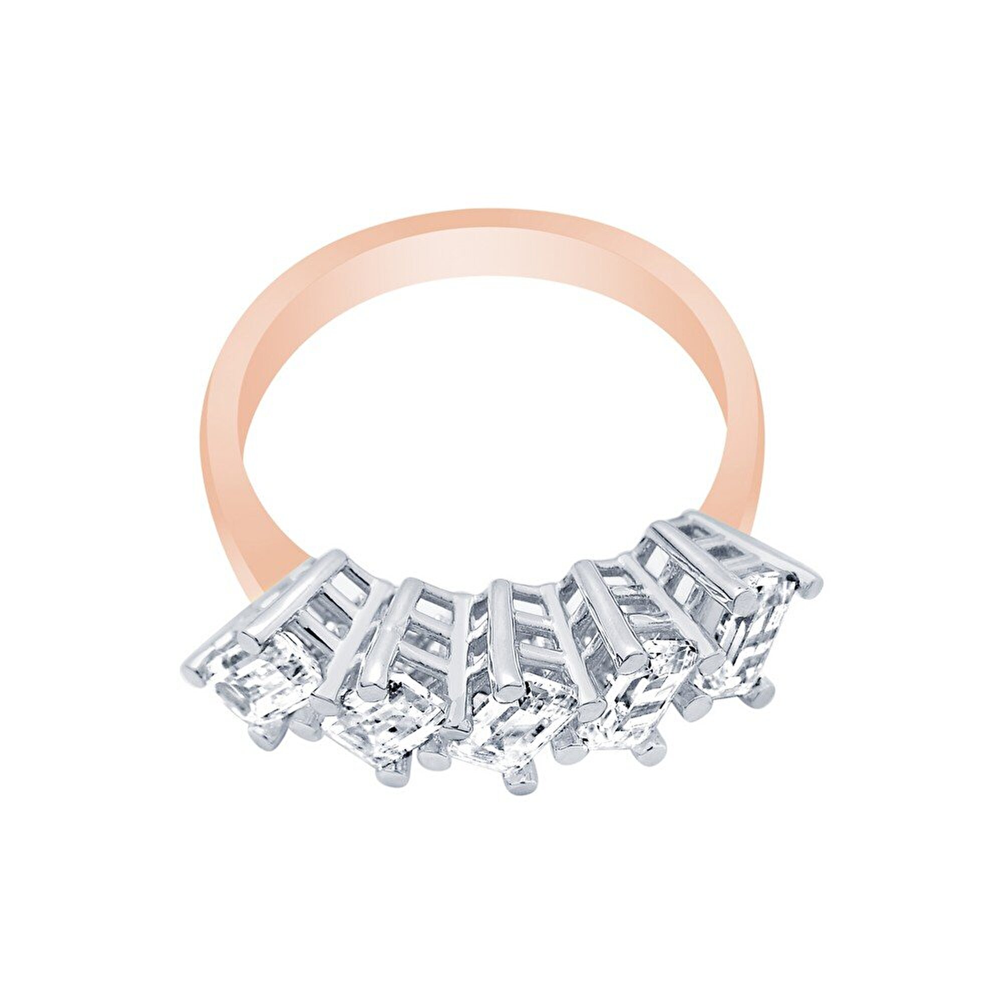 14 Ayar Rose-Beyaz Altın Beştaş Yüzük