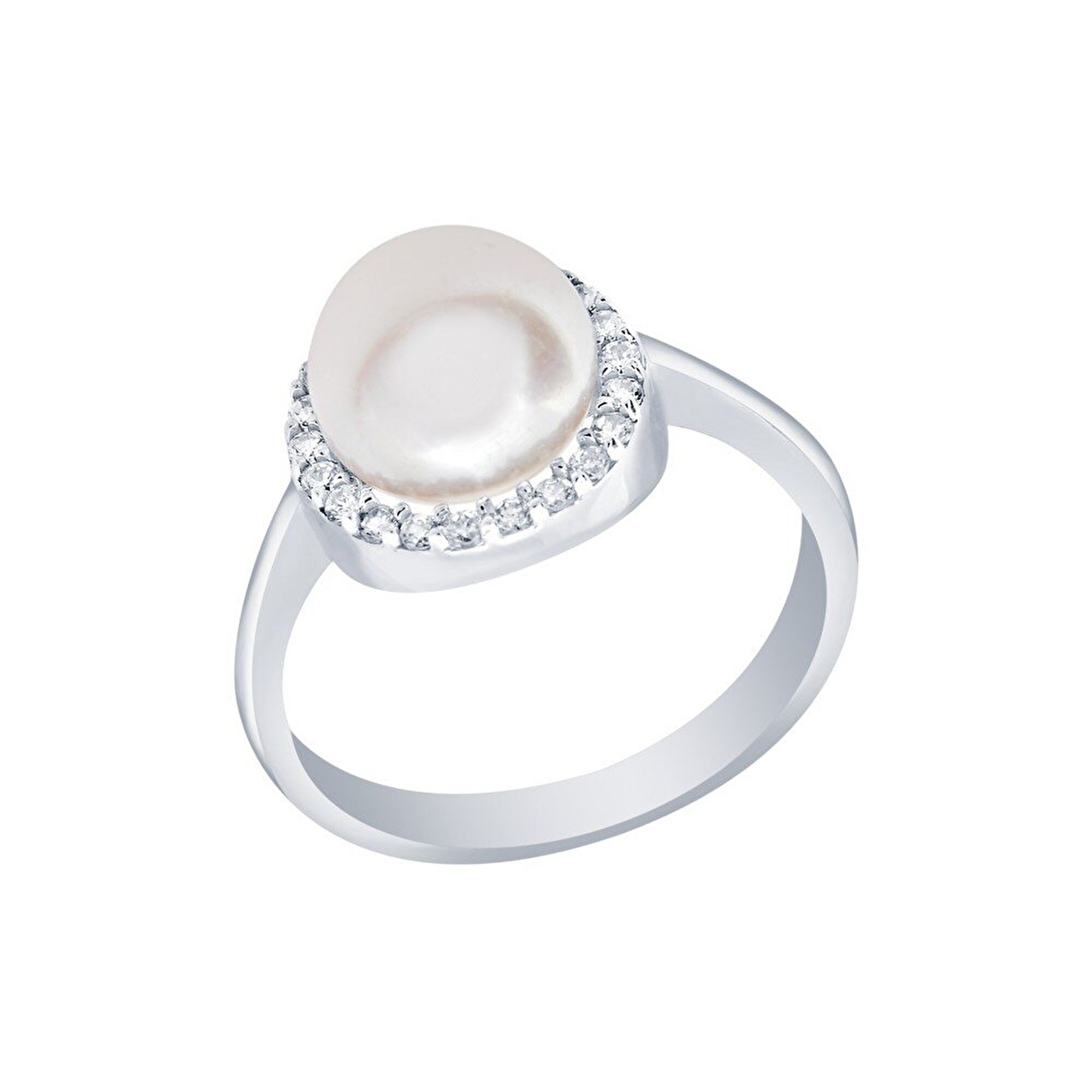 14 Ayar Beyaz Altın İnci Yüzük