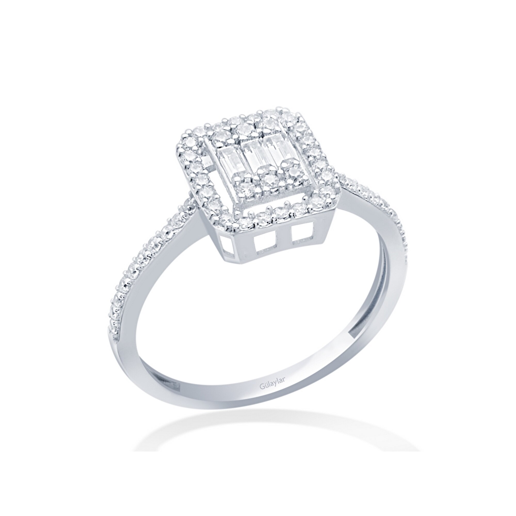 8 Ayar Beyaz Altın Baget Yüzük