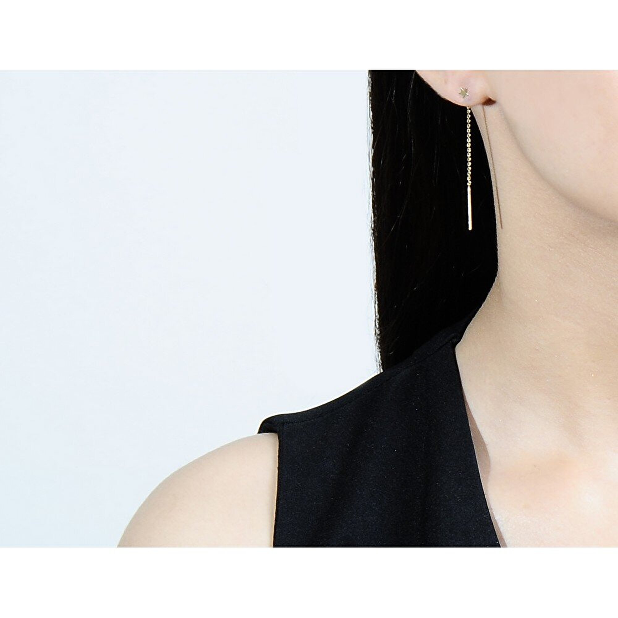 14 Ayar Sarı Altın Sallantılı Zincir Küpe