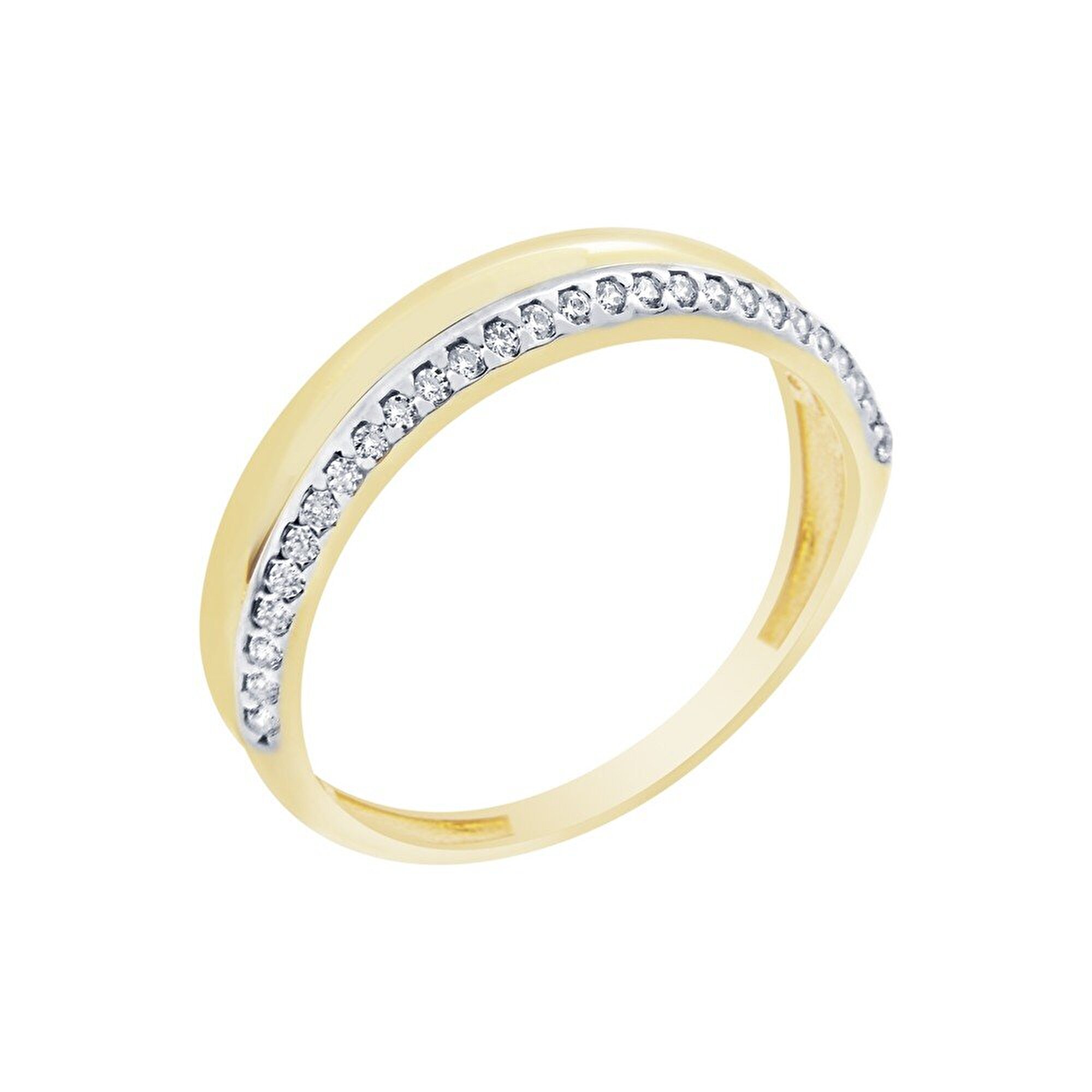 14 Ayar Sarı-Beyaz Altın Taşlı Yüzük