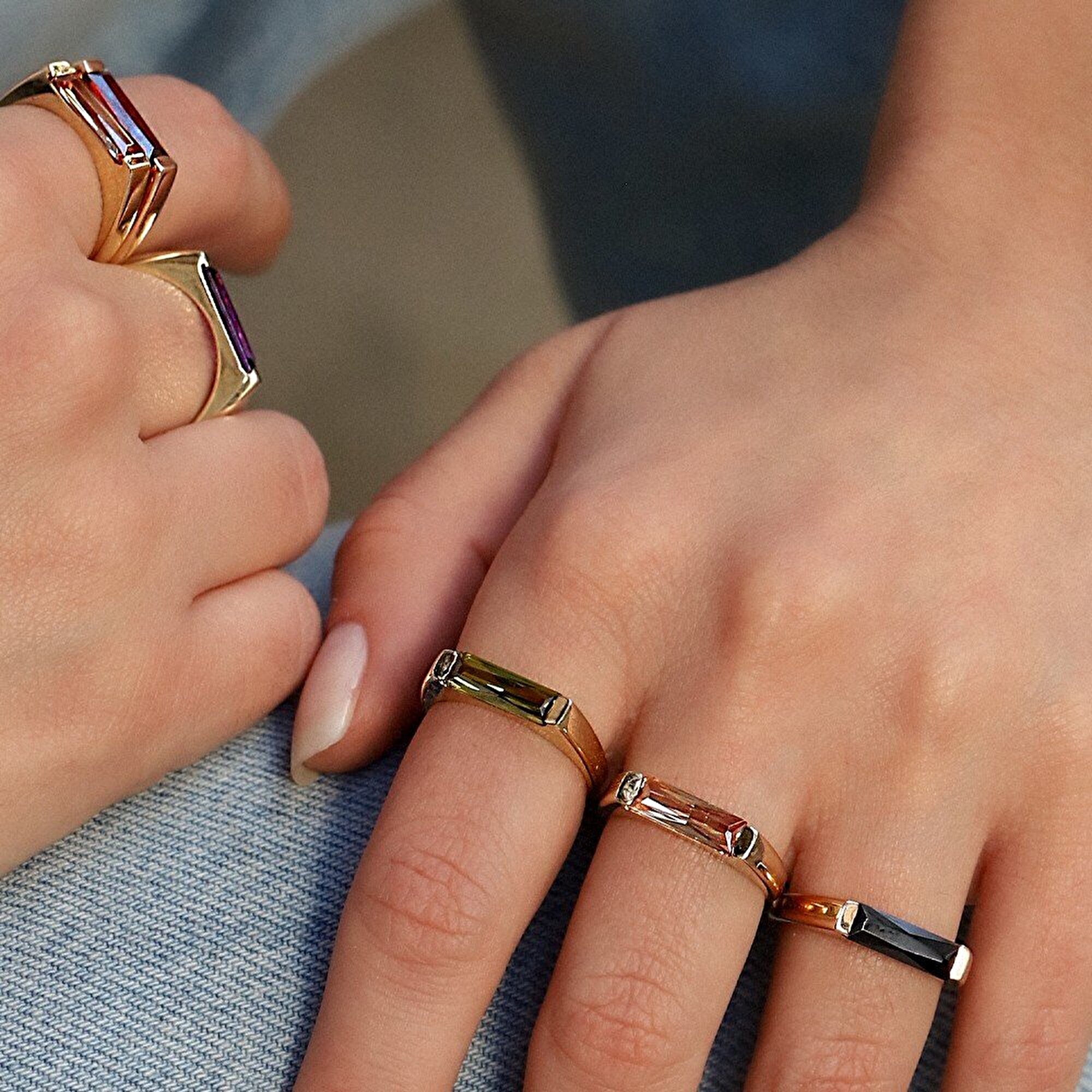 14 Ayar Sarı Altın Trend Mor Taşlı Yüzük