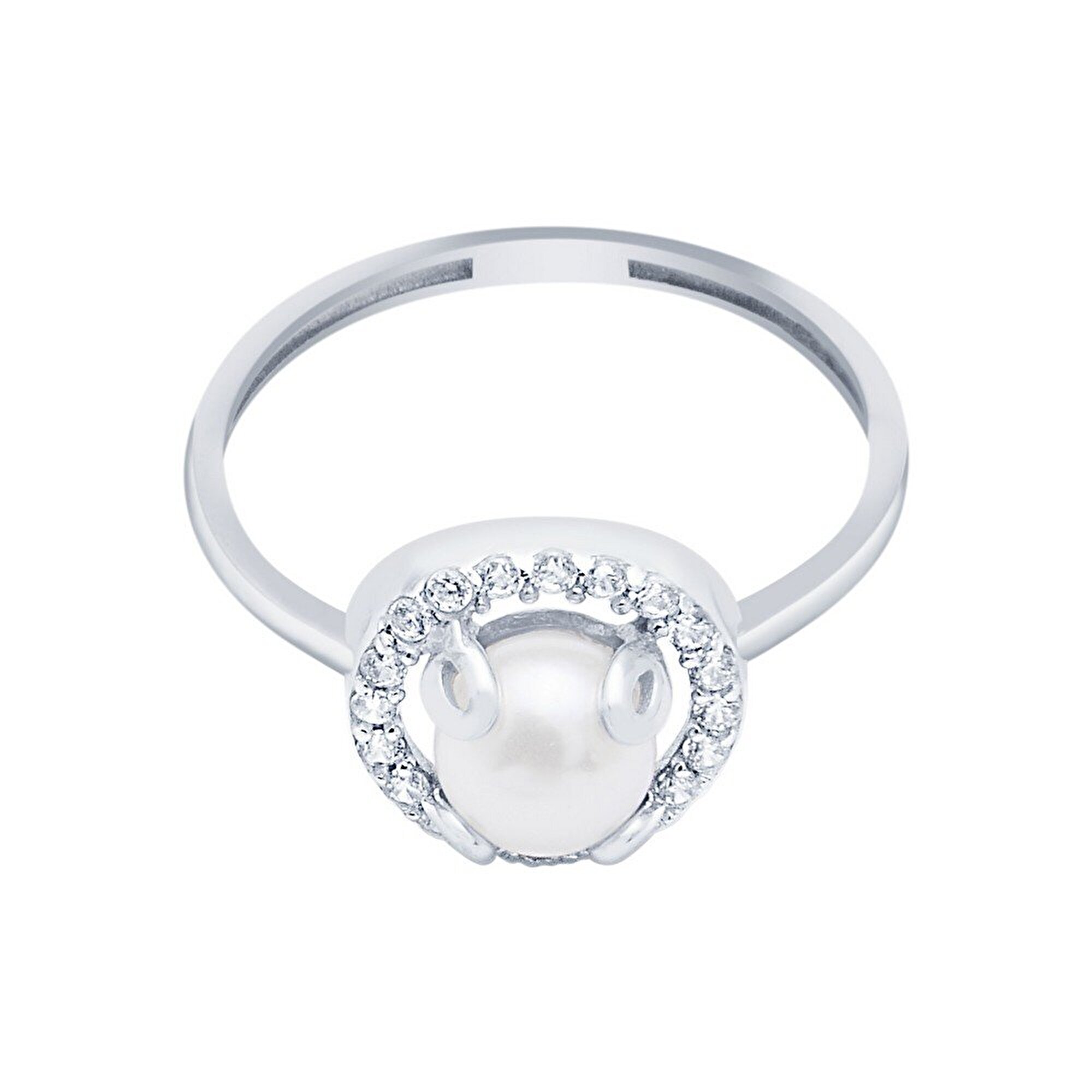 14 Ayar Beyaz Altın İnci Yüzük
