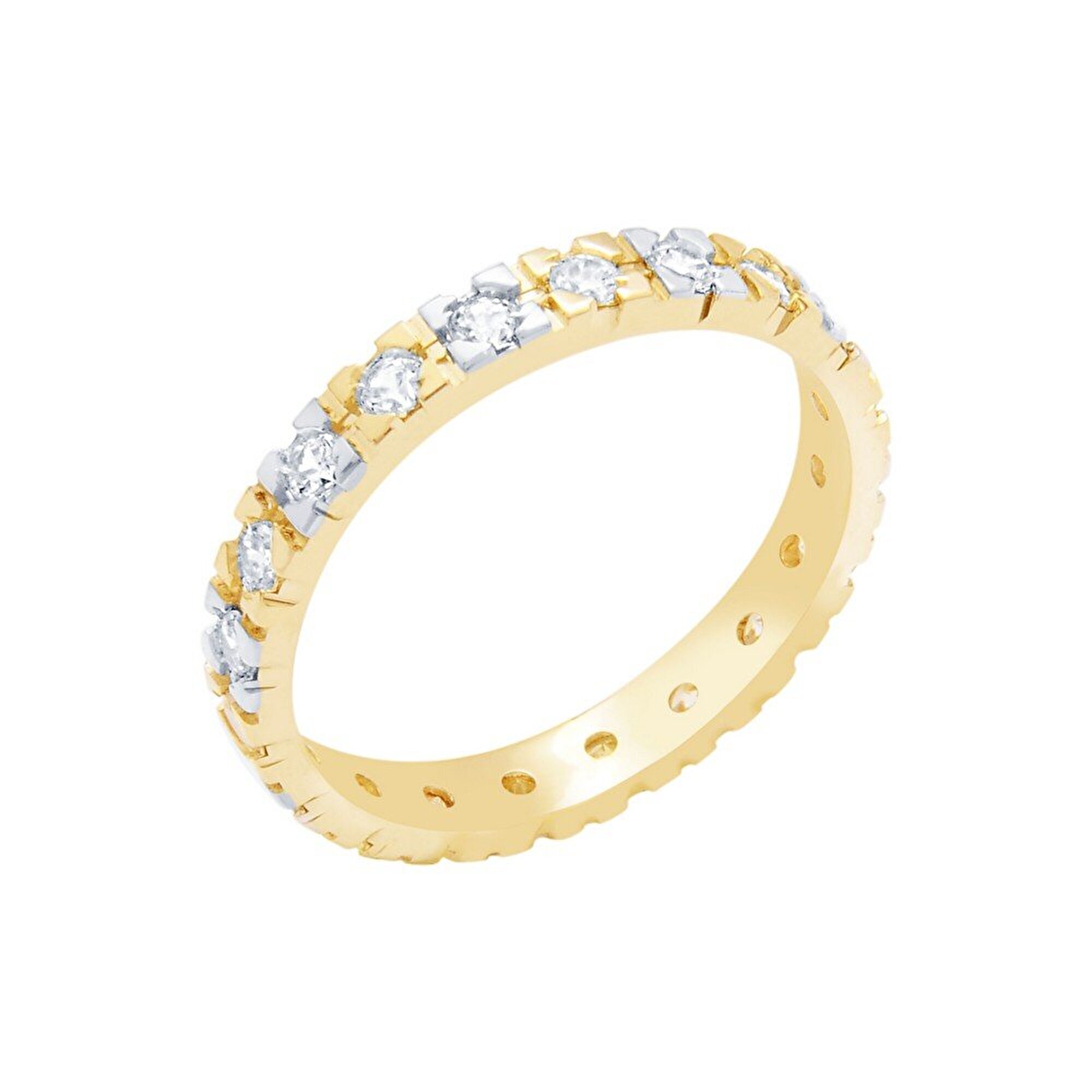 14 Ayar Sarı-Beyaz Altın Modern Alyans