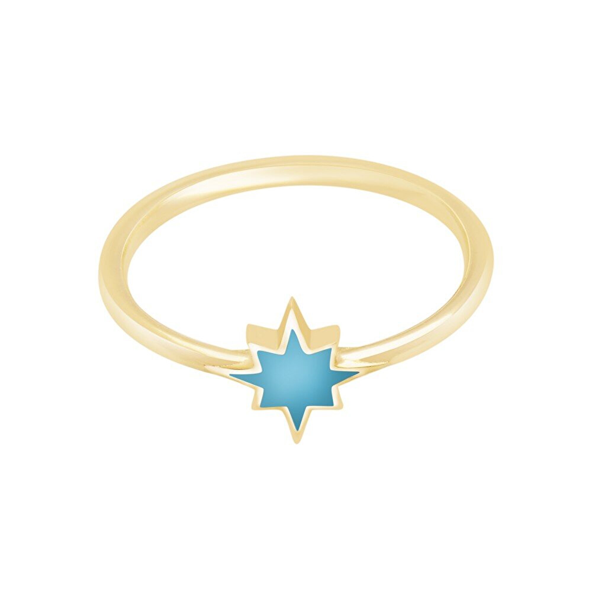 14 Ayar Sarı Altın Mavi Yeşil Kutup Yıldızı Yüzük