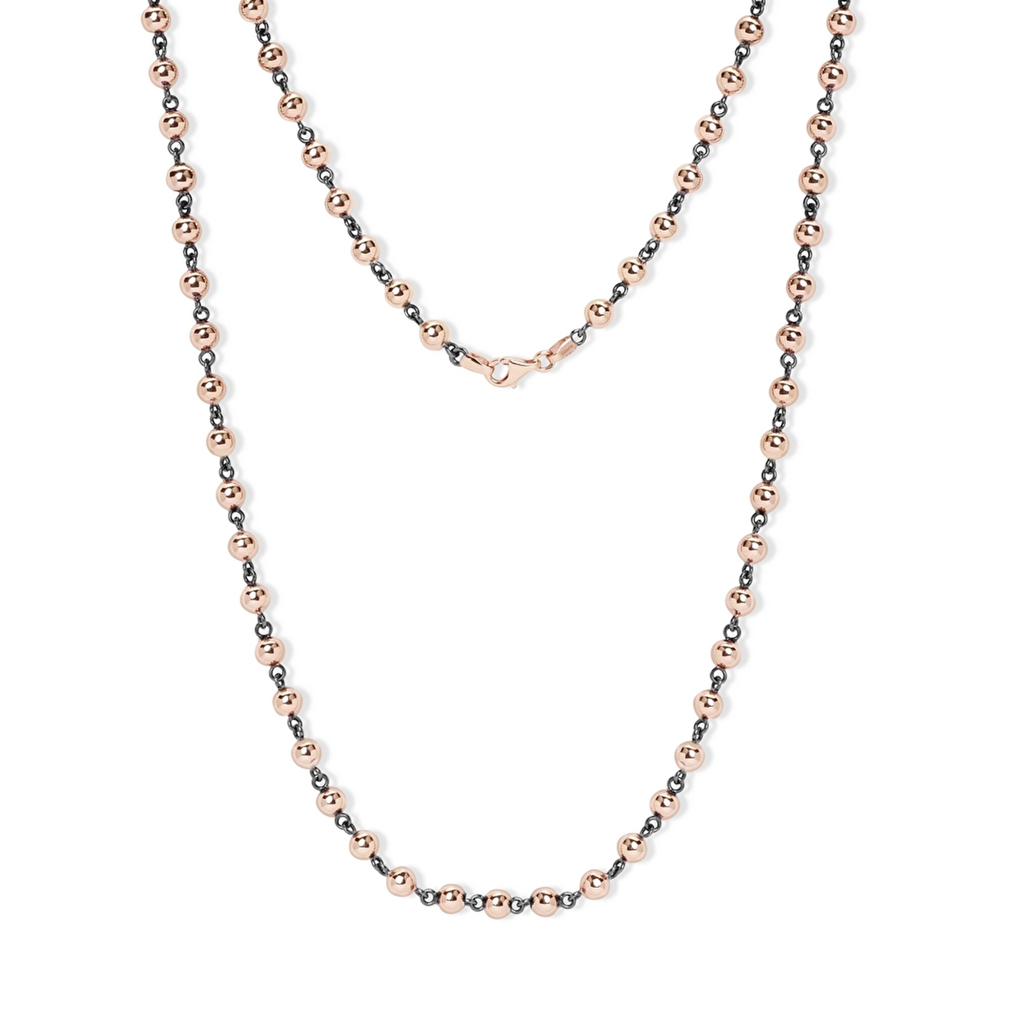 14 Ayar Rose-Siyah Altın Toplu Zincir Kolye