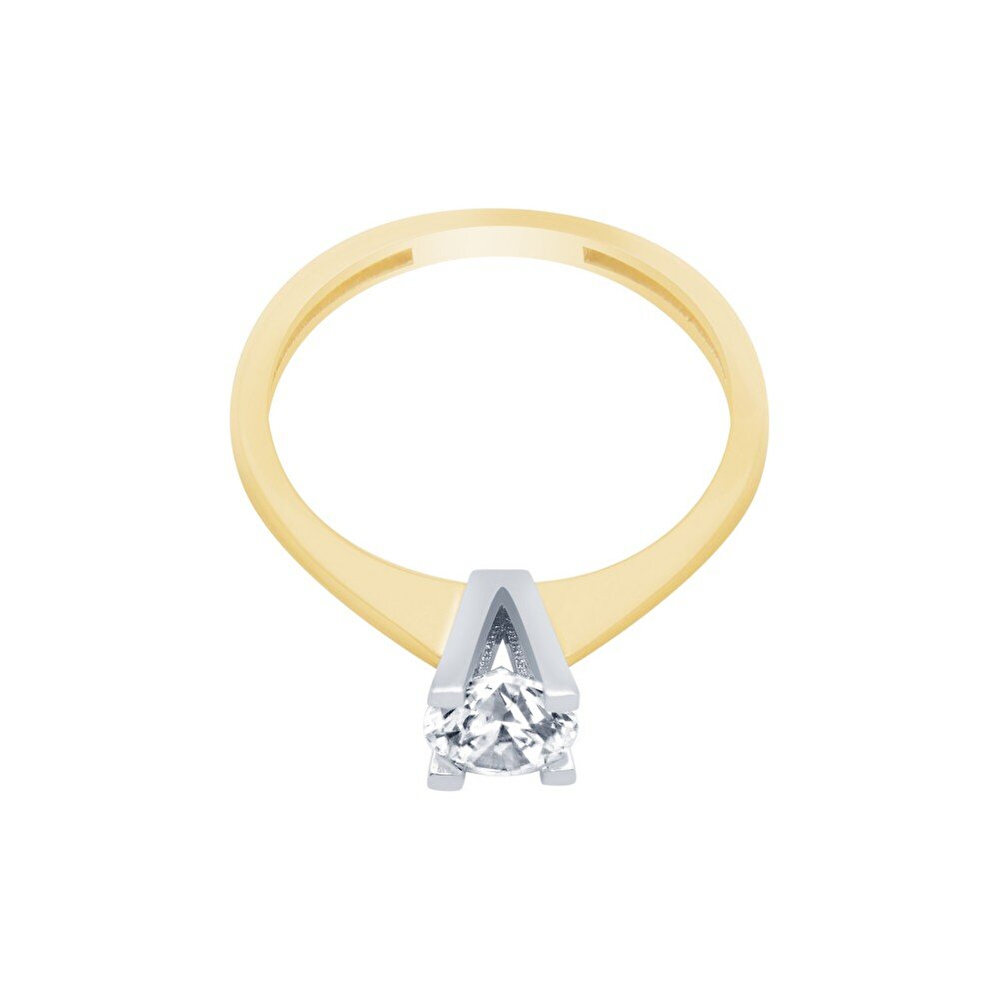 14 Ayar Sarı-Beyaz Altın Tektaş Yüzük