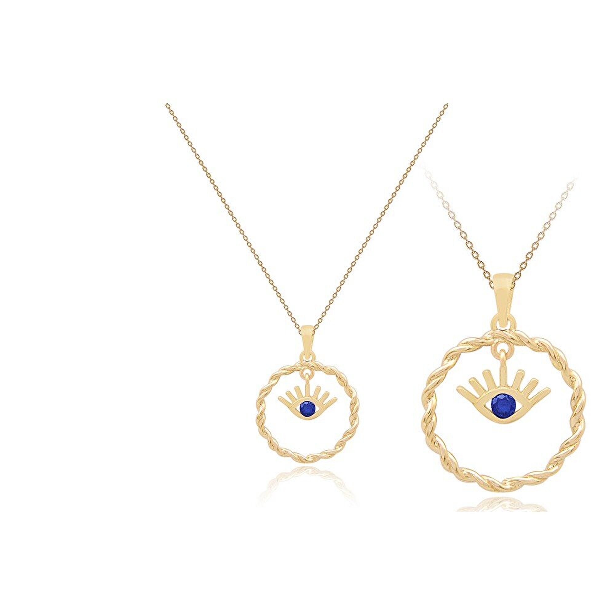 14 Ayar Sarı Altın Göz Figürlü Kolye