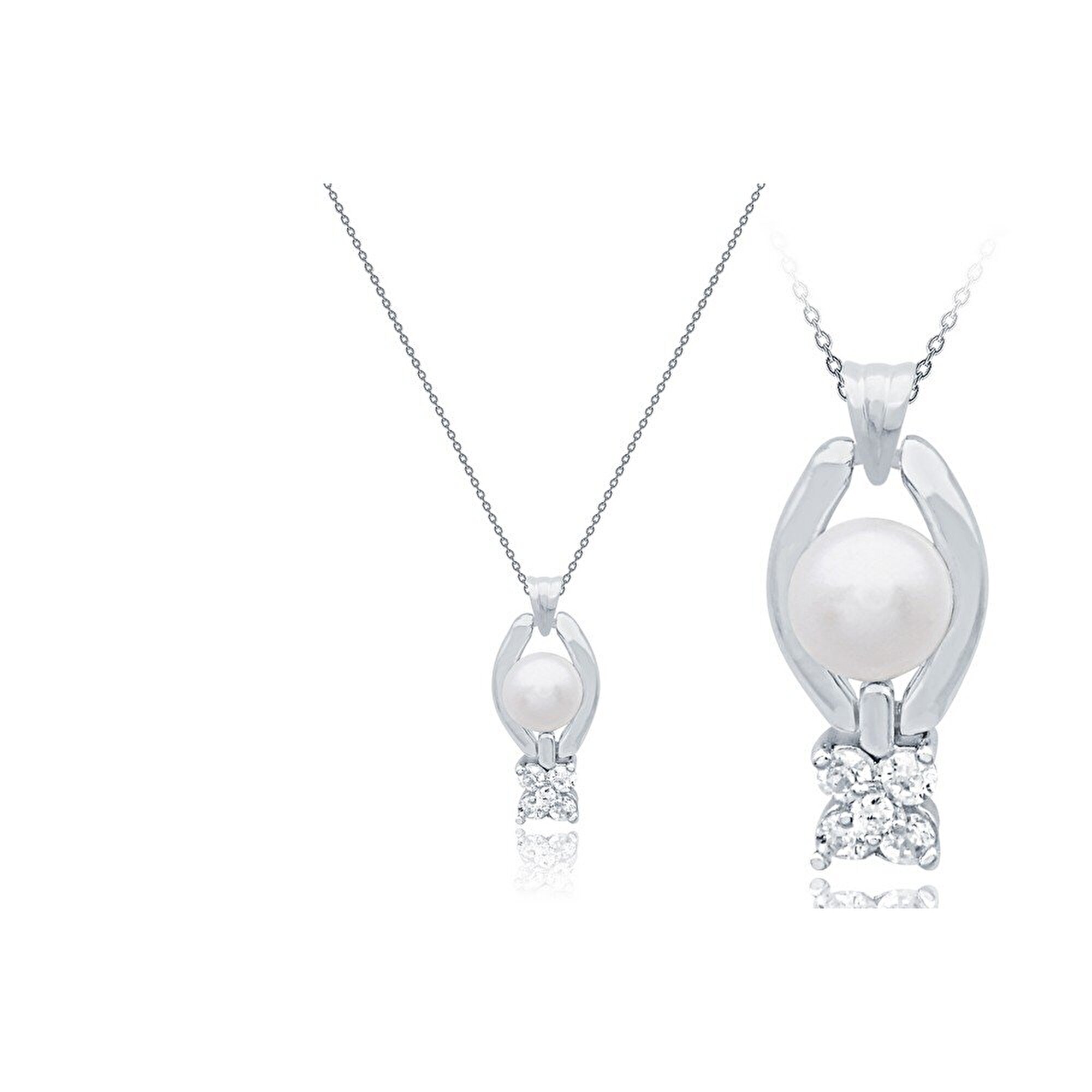 14 Ayar Beyaz Altın İnci Kolye