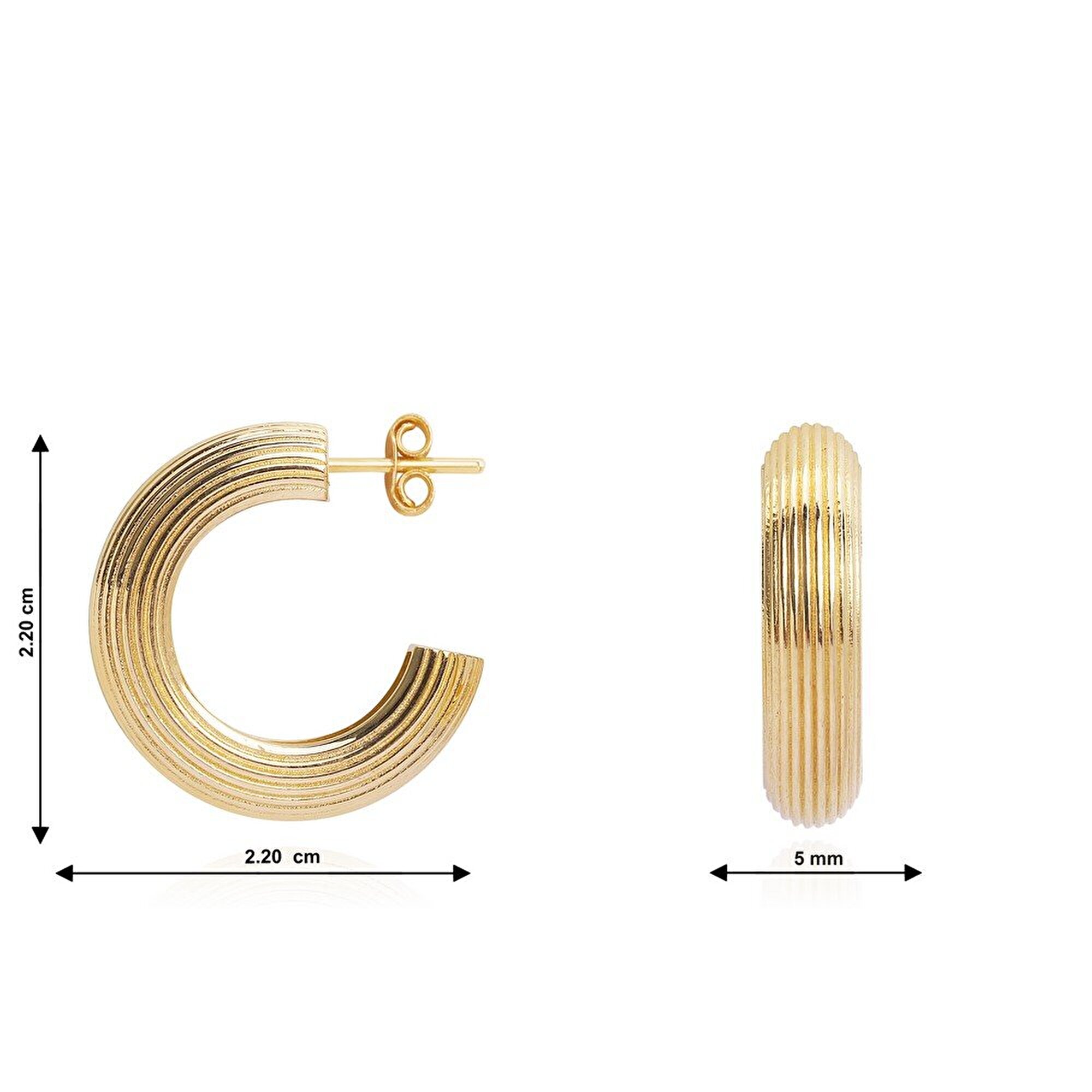 14 Ayar Sarı Altın Halka Küpe