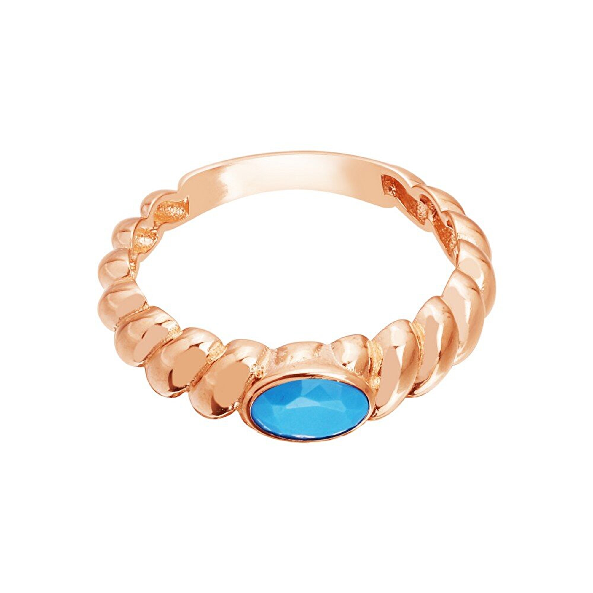 14 Ayar Rose Altın Firuze Taşlı Burgu Yüzük