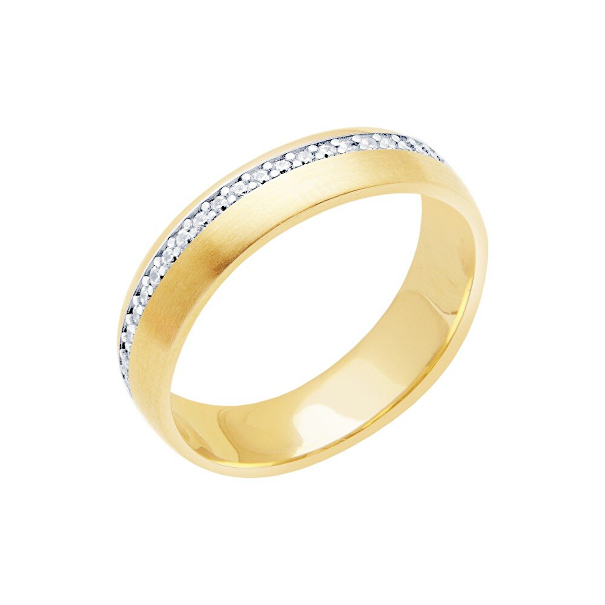 14 Ayar Sarı-Beyaz Altın Modern Alyans