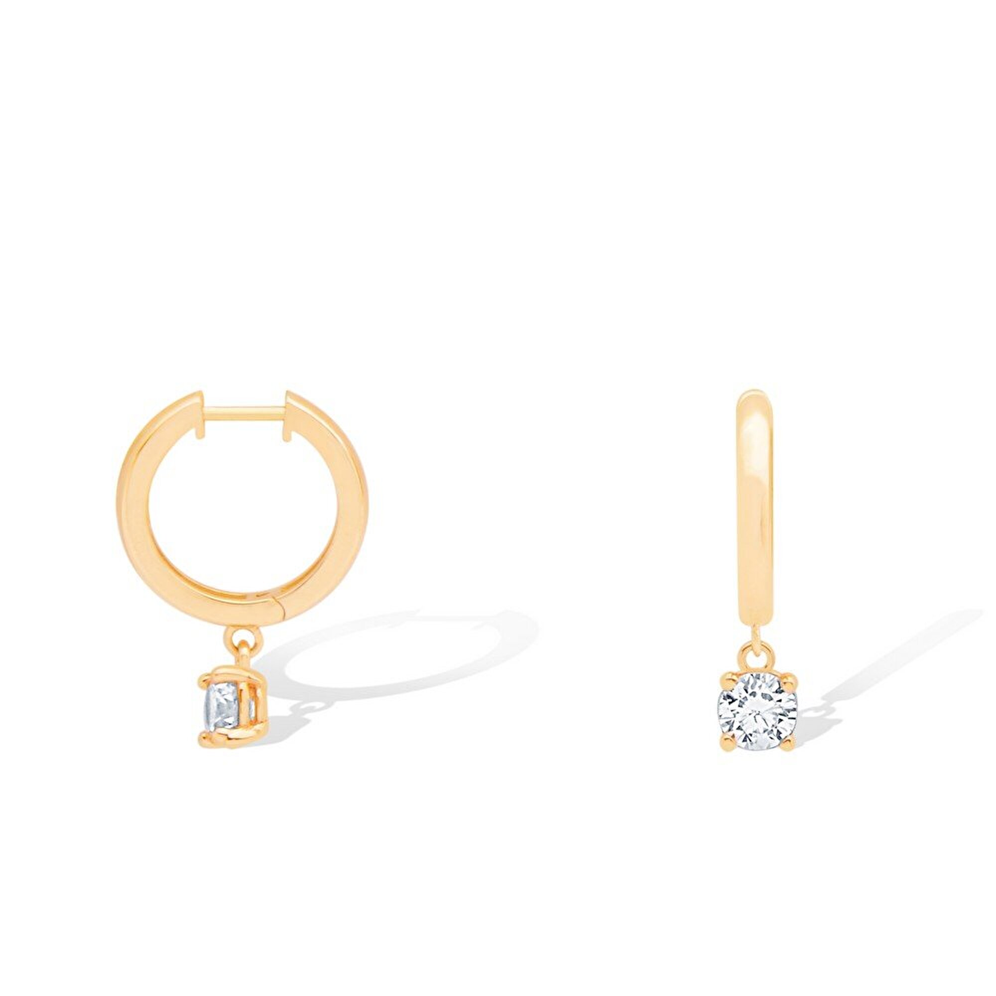 14 Ayar Sarı Altın Sallantılı Taşlı Küpe