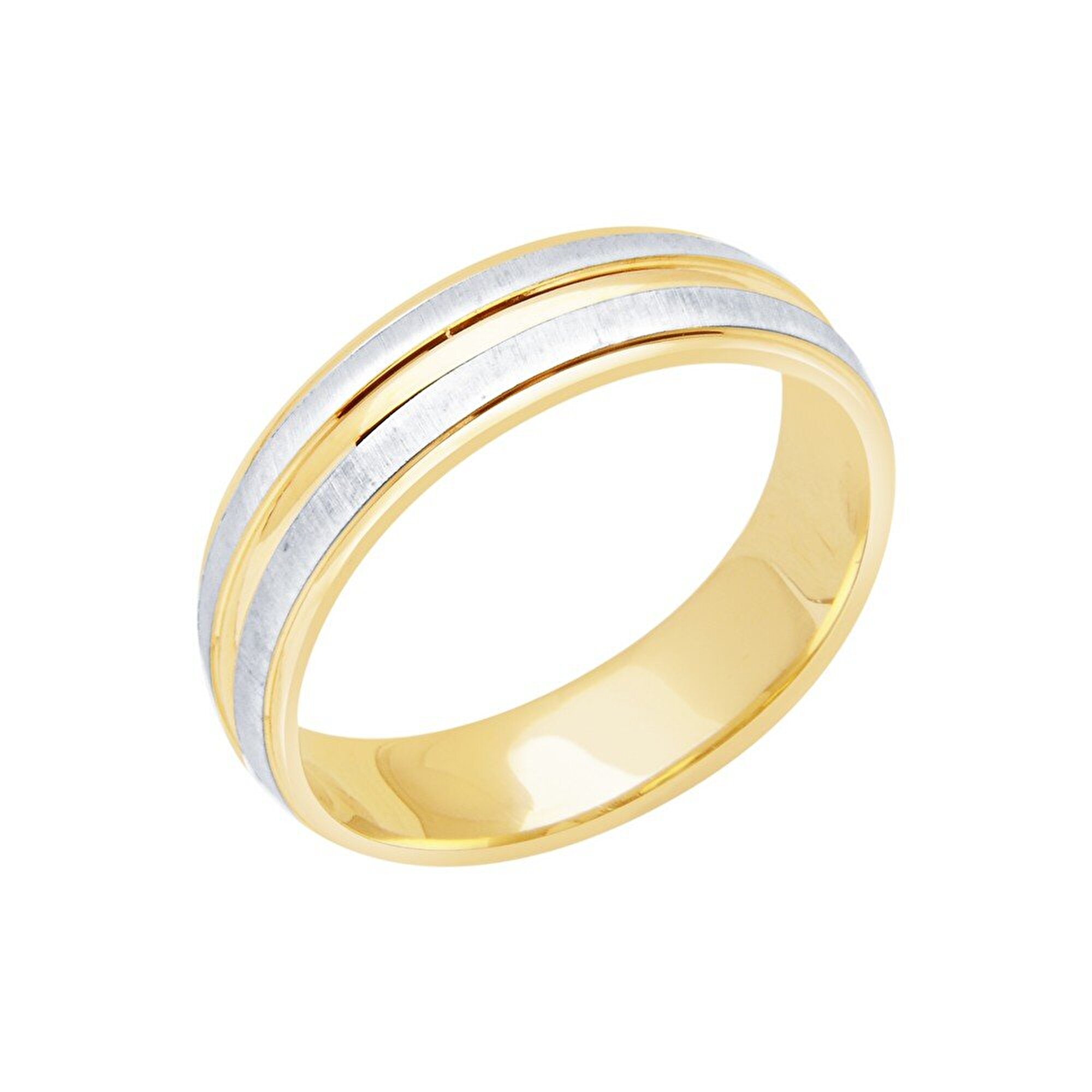 14 Ayar Sarı-Beyaz Altın Modern Alyans