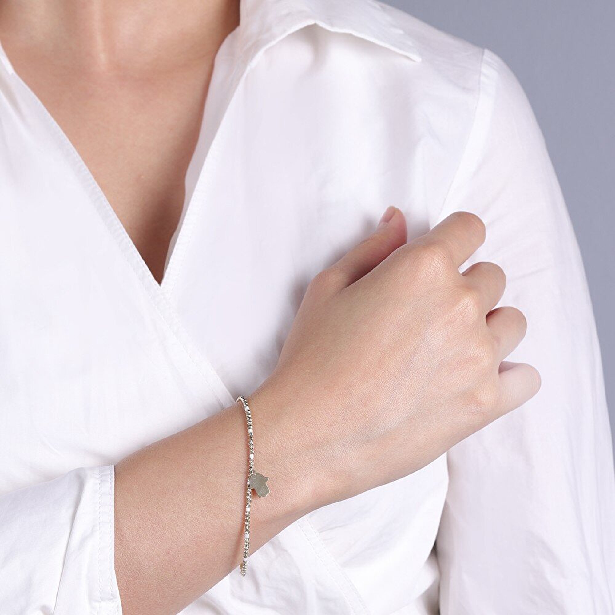 14 Ayar Sarı Altın Beyaz Taşlı Dorika Bileklik