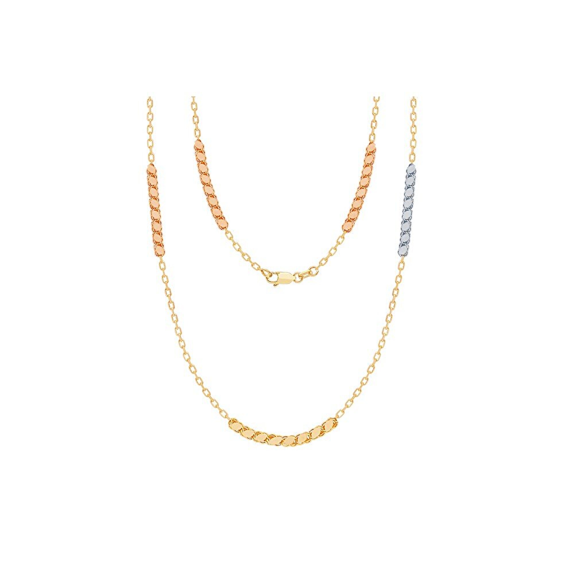 14 Ayar 3 Renkli Altın Trend Pullu Zincir