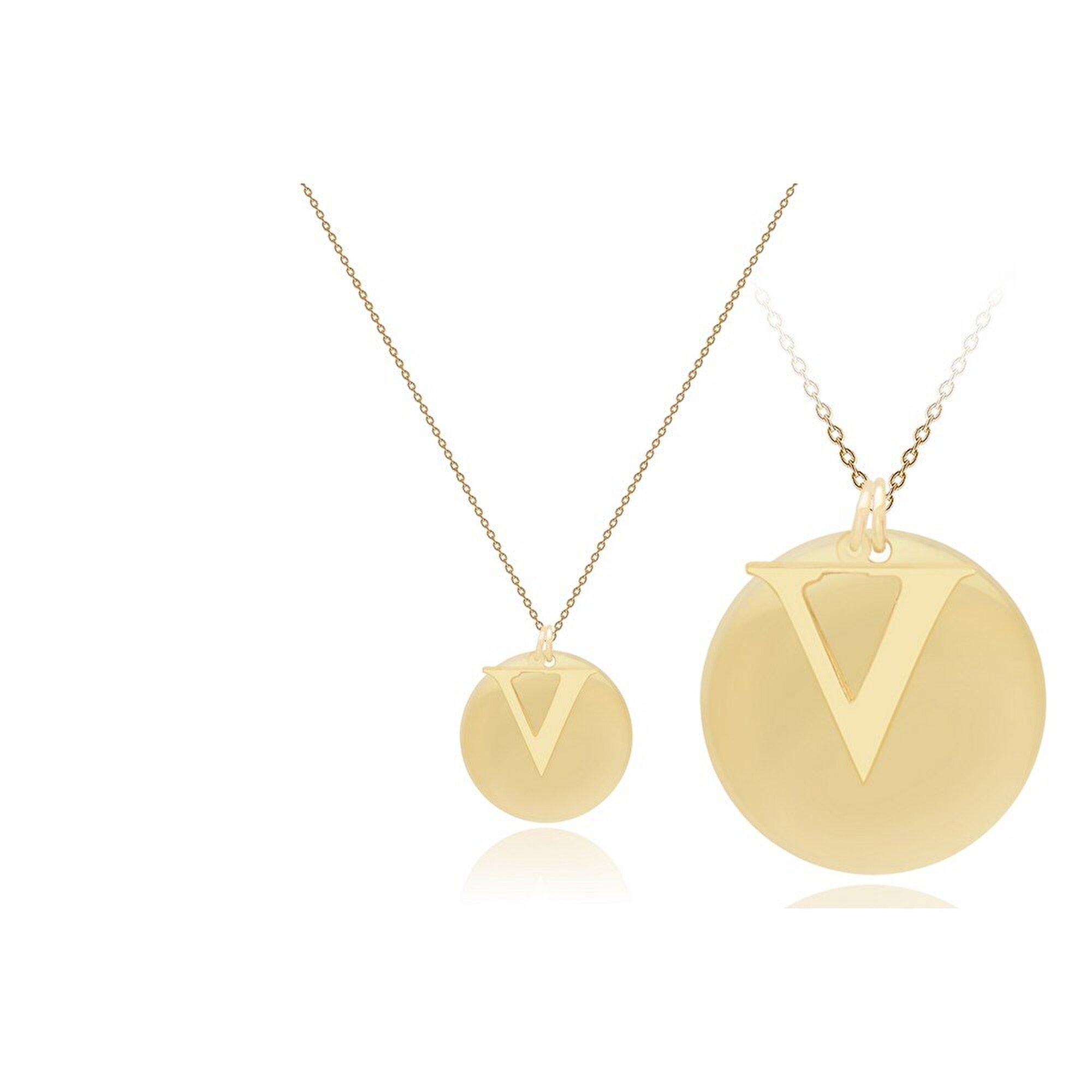 14 Ayar V Harf Plaka Kolye