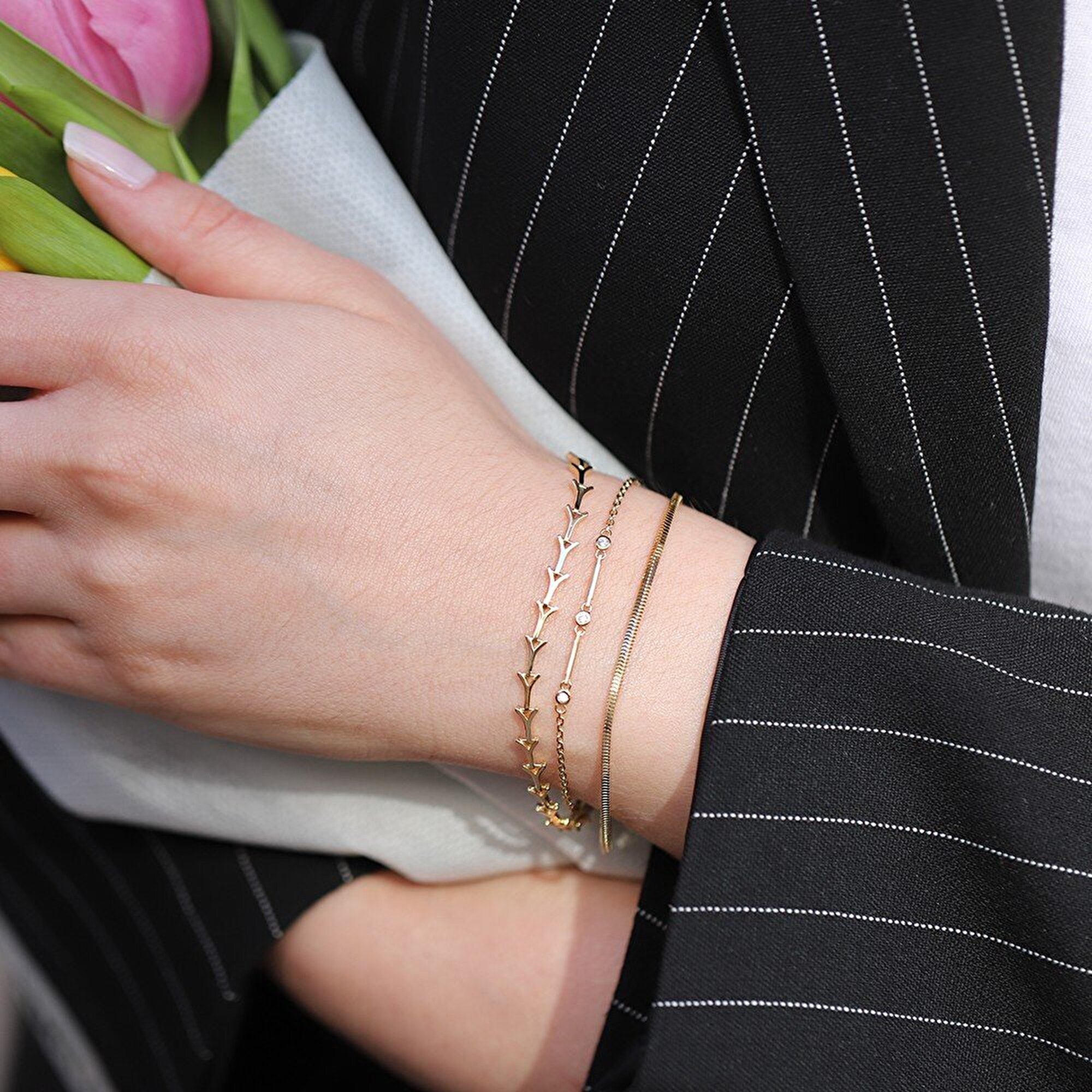 14 Ayar Sarı Altın Balık Sırtı Bileklik