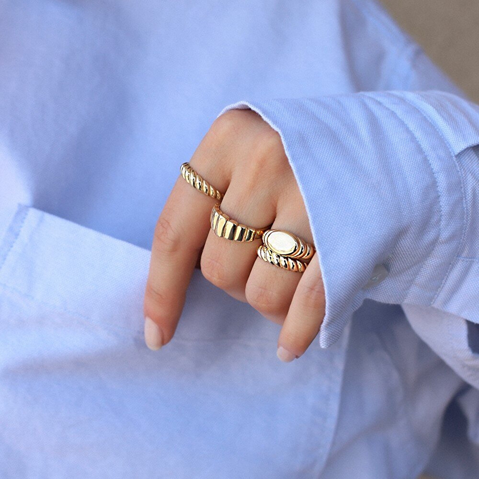 14 Ayar Sarı Altın Kişiye Özel Harf Yüzük