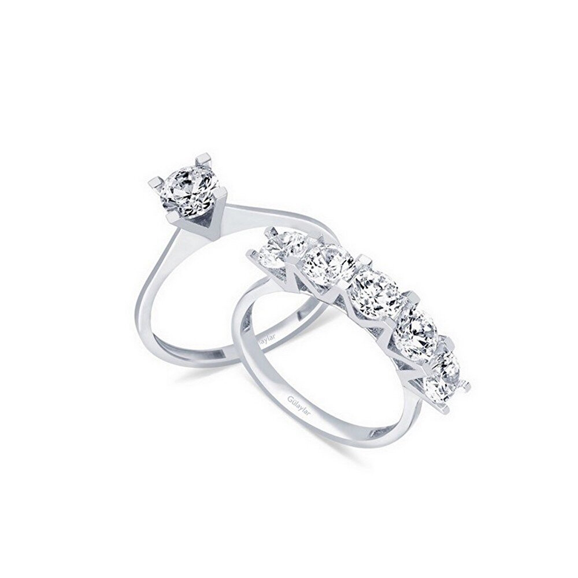 8 Ayar Beyaz Altın Tektaş Yüzük