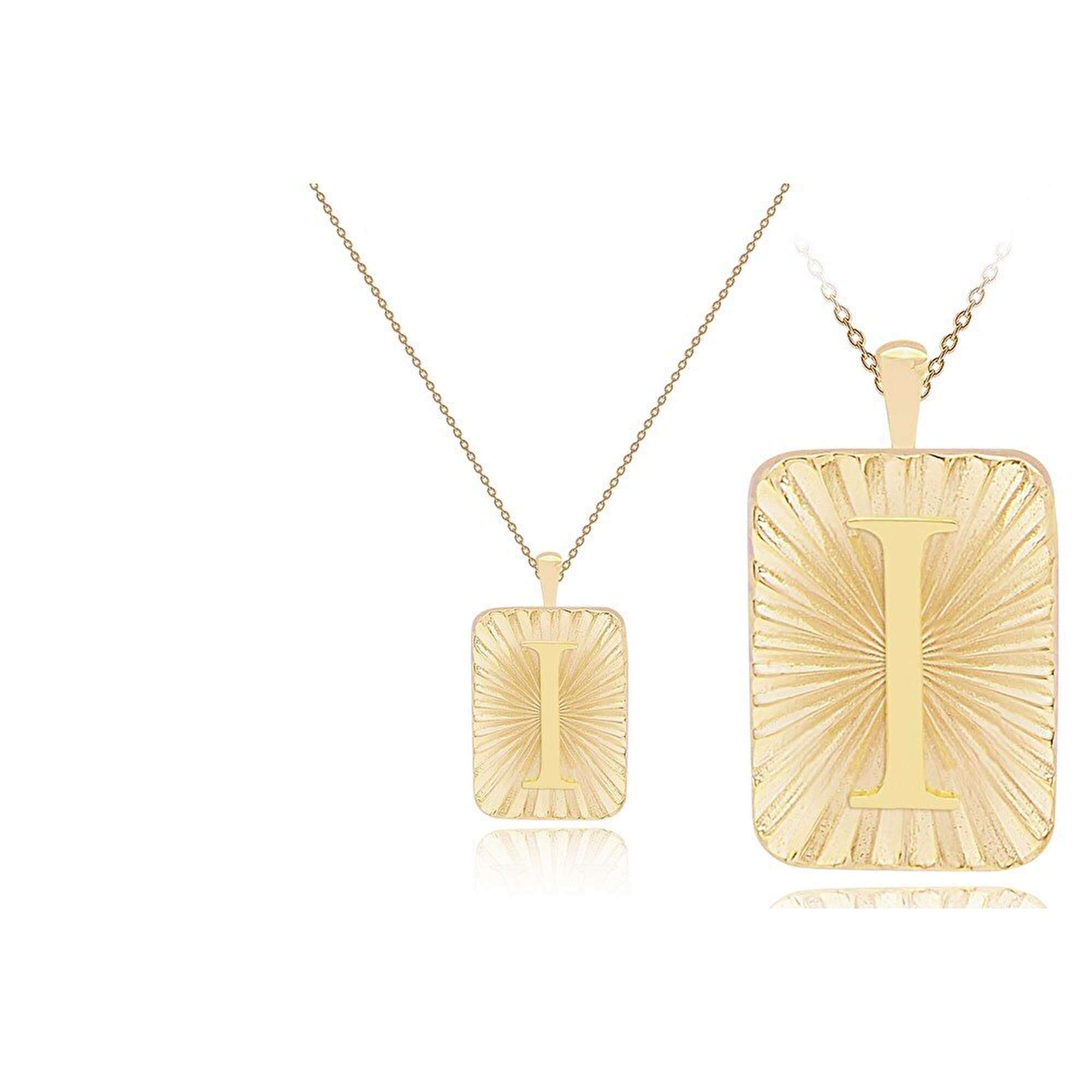 14 Ayar I Harf Plaka Kolye