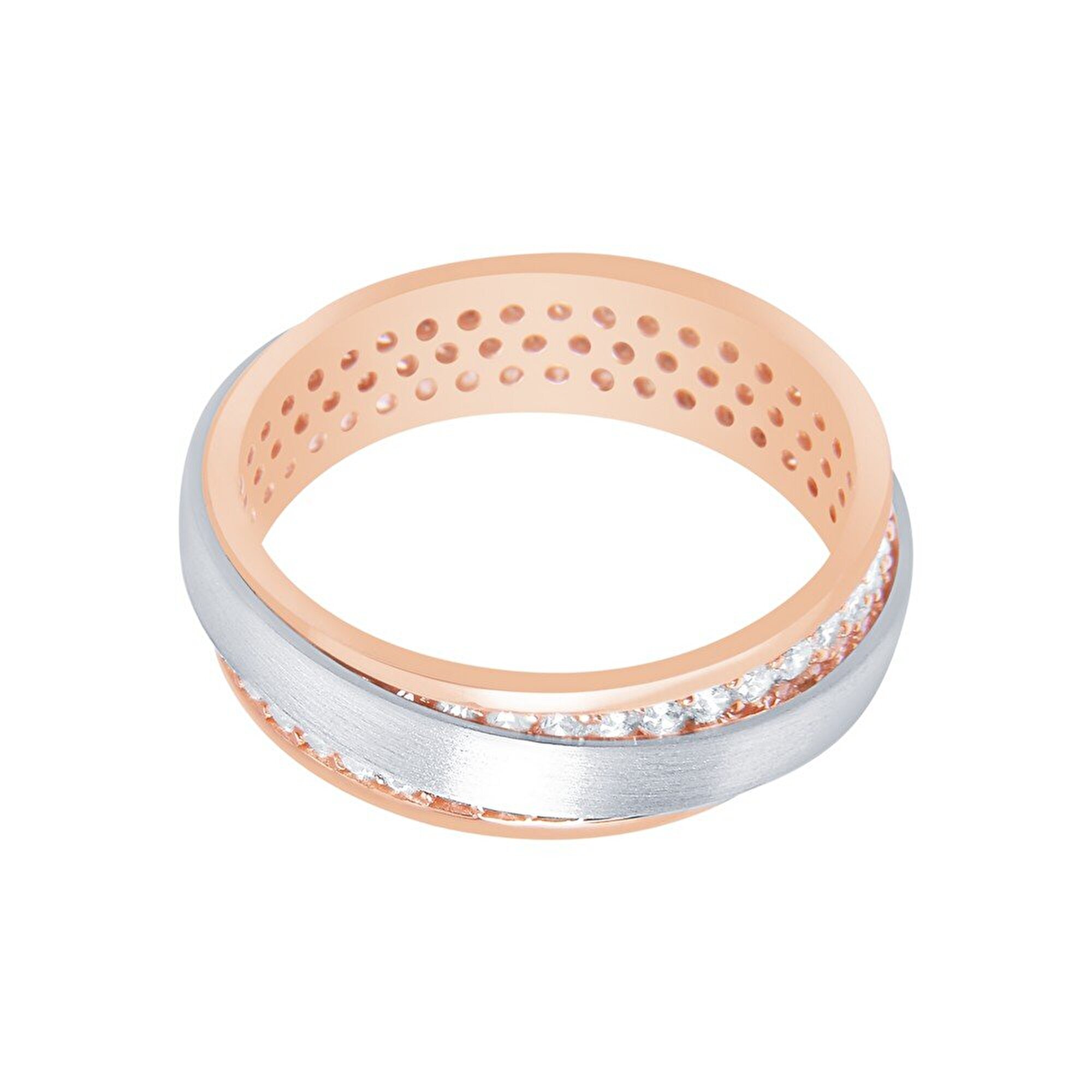 14 Ayar Rose-Beyaz Altın Modern Alyans