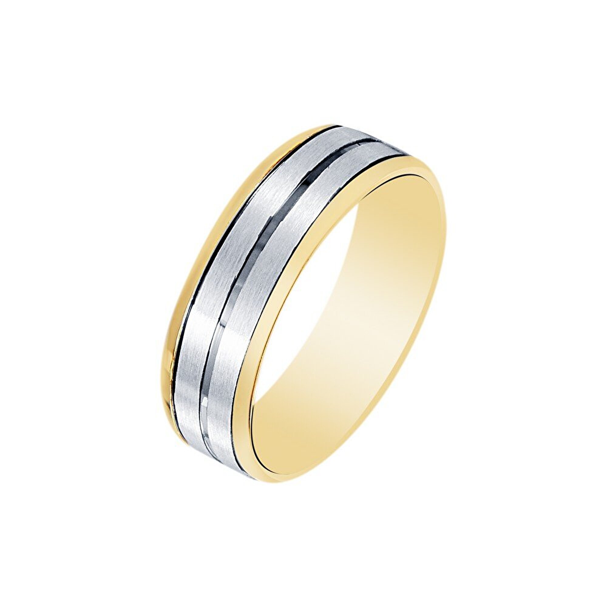 14 Ayar Sarı-Beyaz Altın Modern Alyans