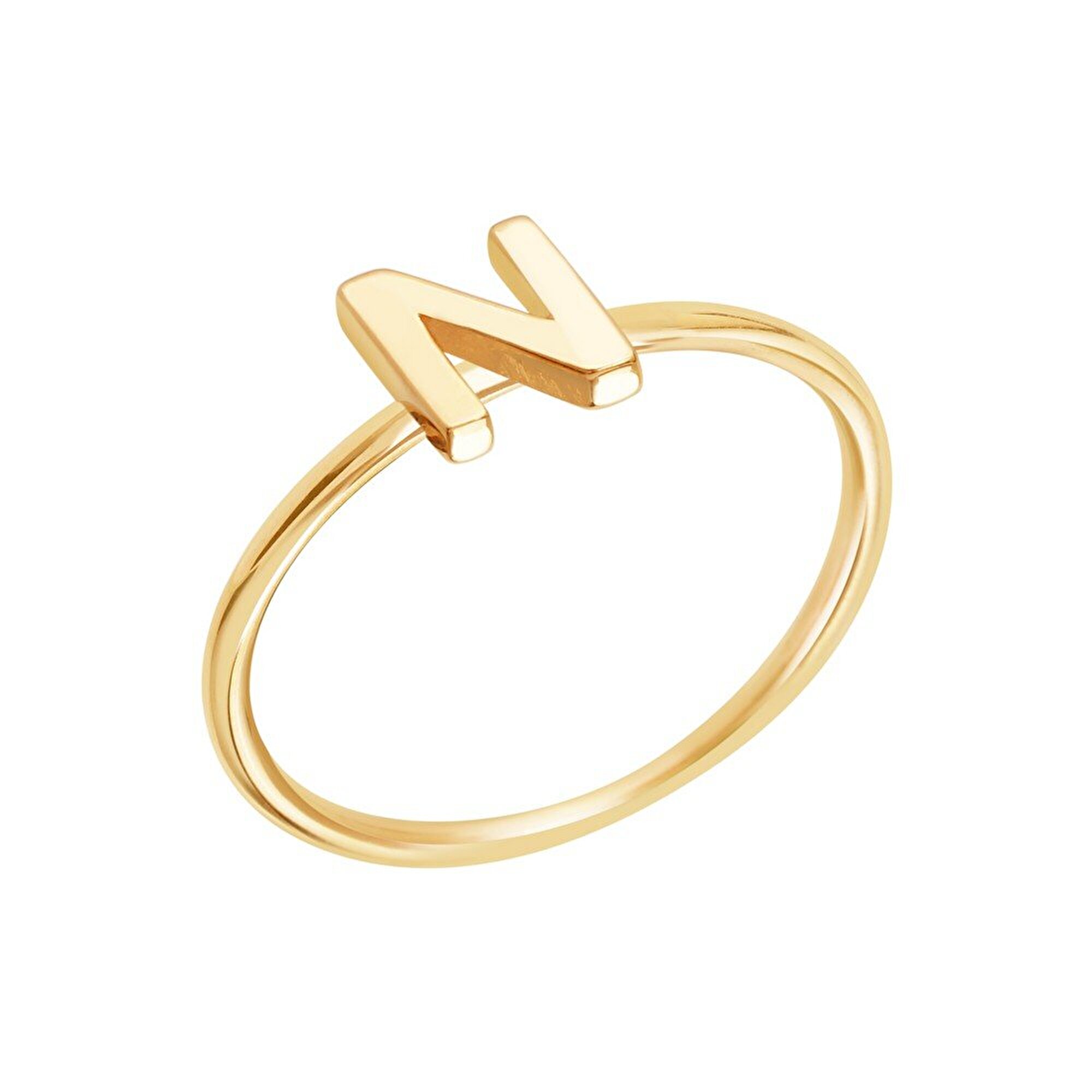 14 Ayar Sarı Altın N Harf Yüzük