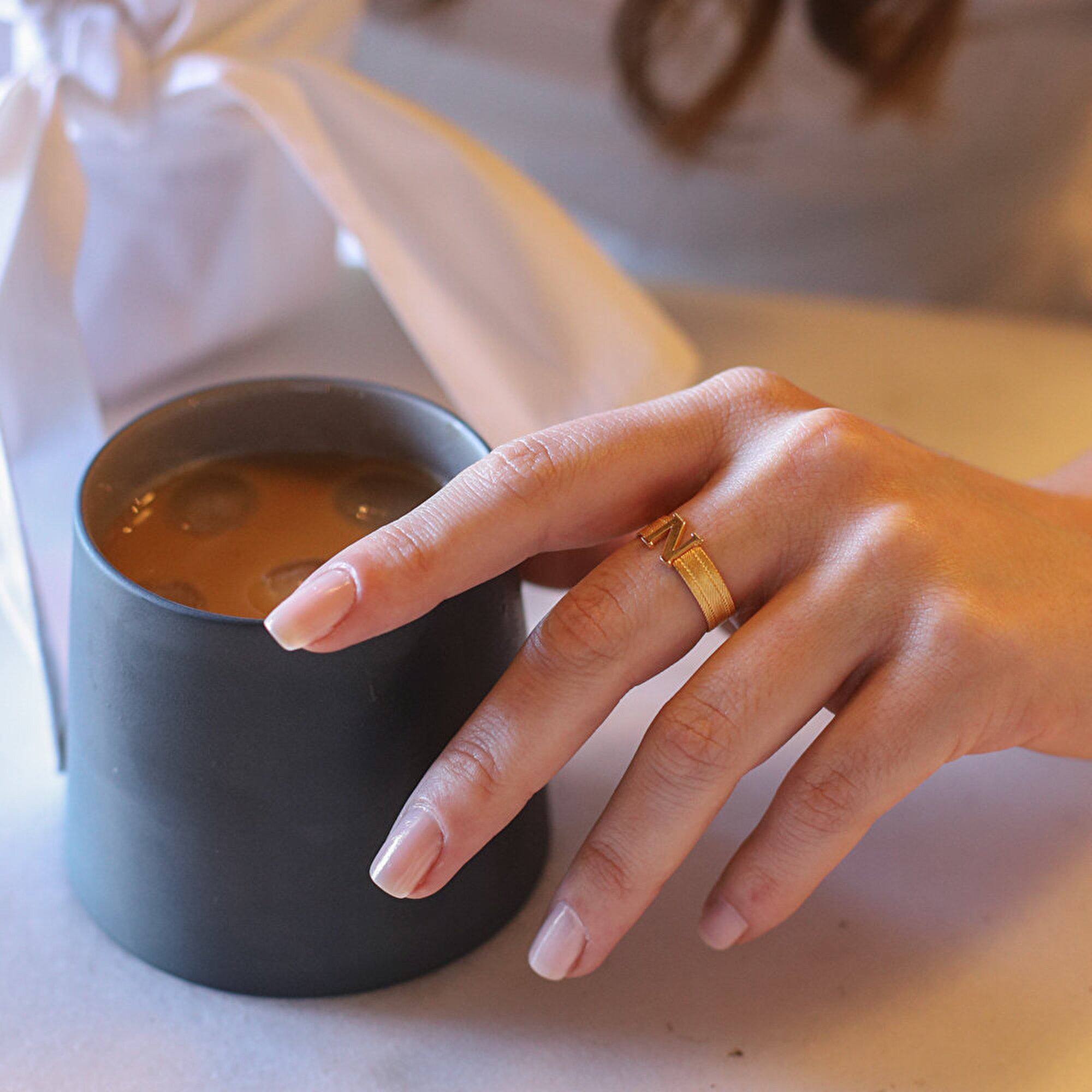 14 Ayar Sarı Altın Harf Yüzük