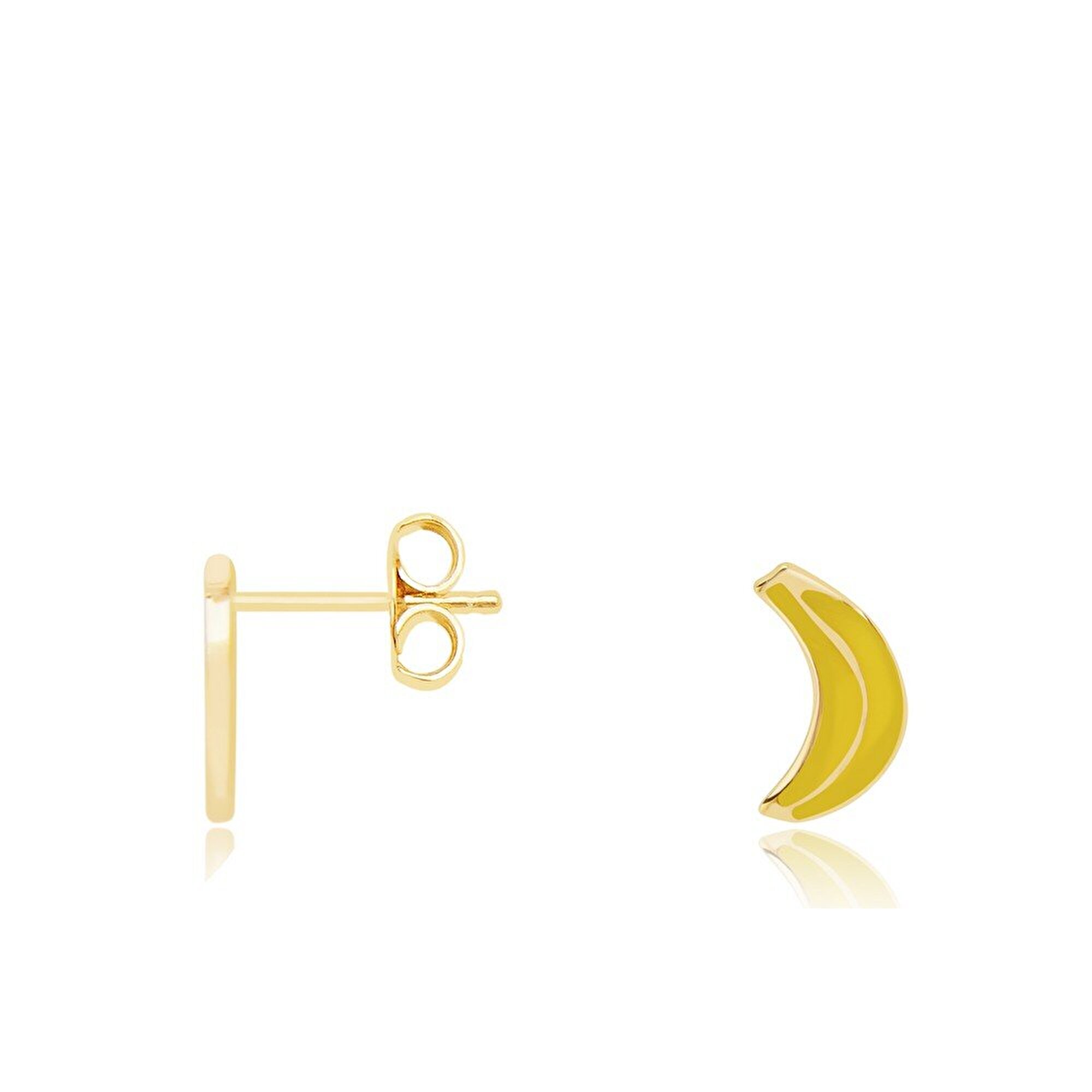 14 Ayar Sarı Altın Muz Figürlü Küpe