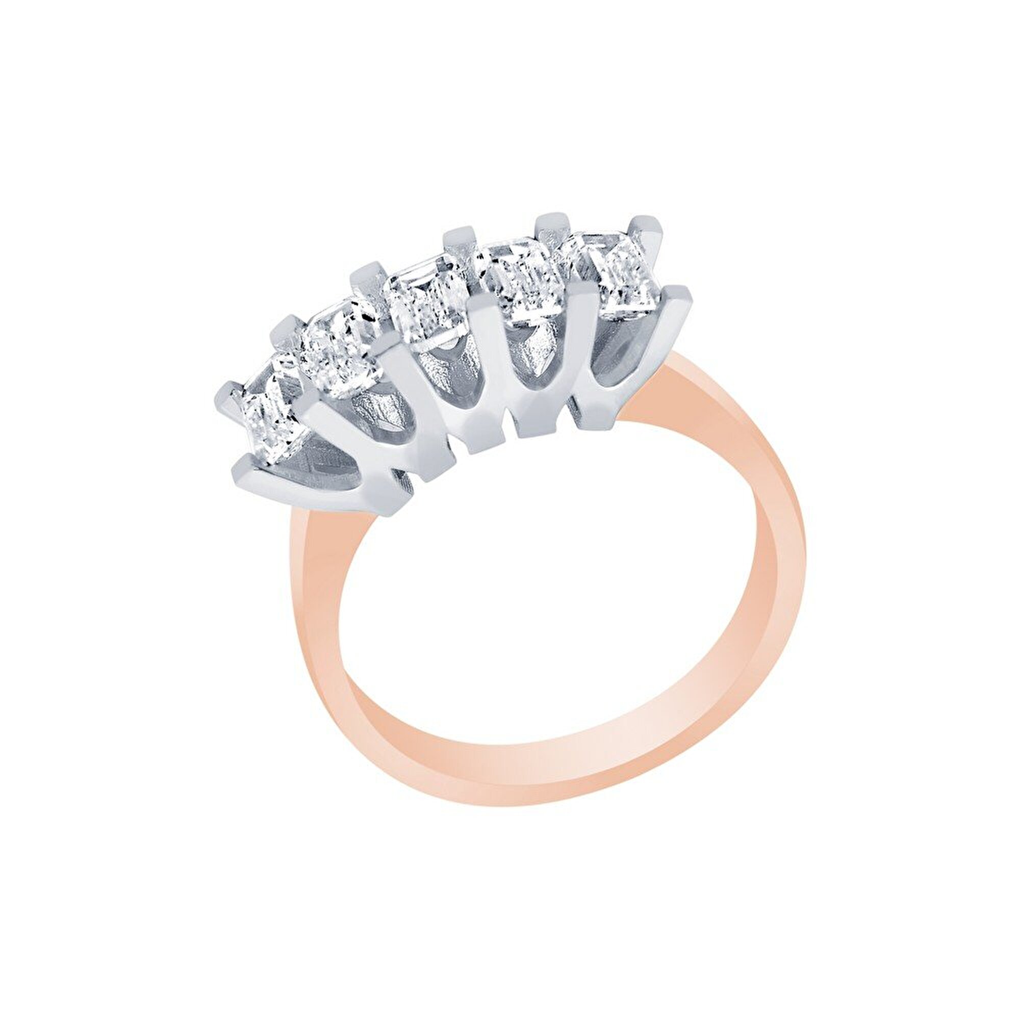 14 Ayar Rose-Beyaz Altın Beştaş Yüzük