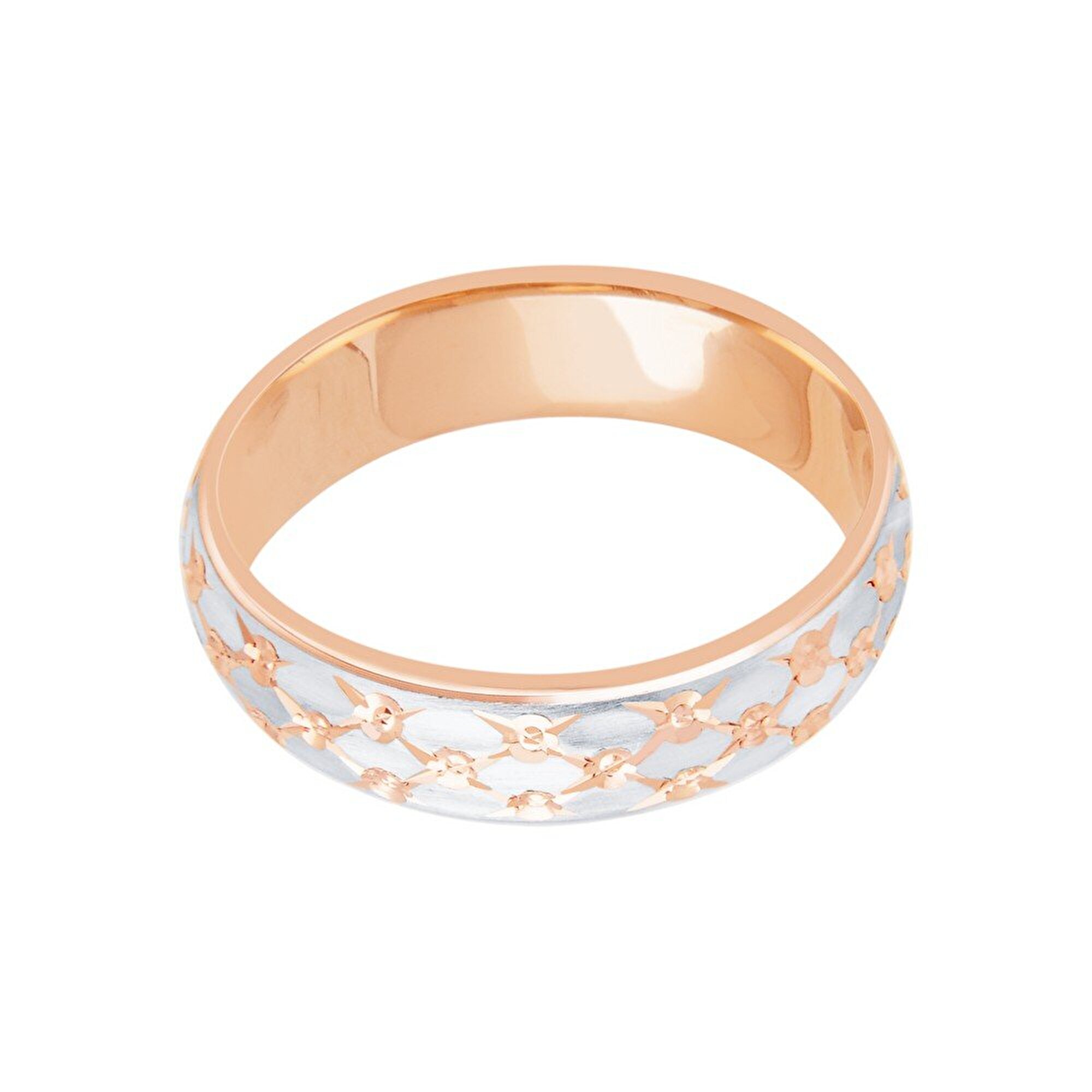 14 Ayar Beyaz-Rose Altın Modern Alyans