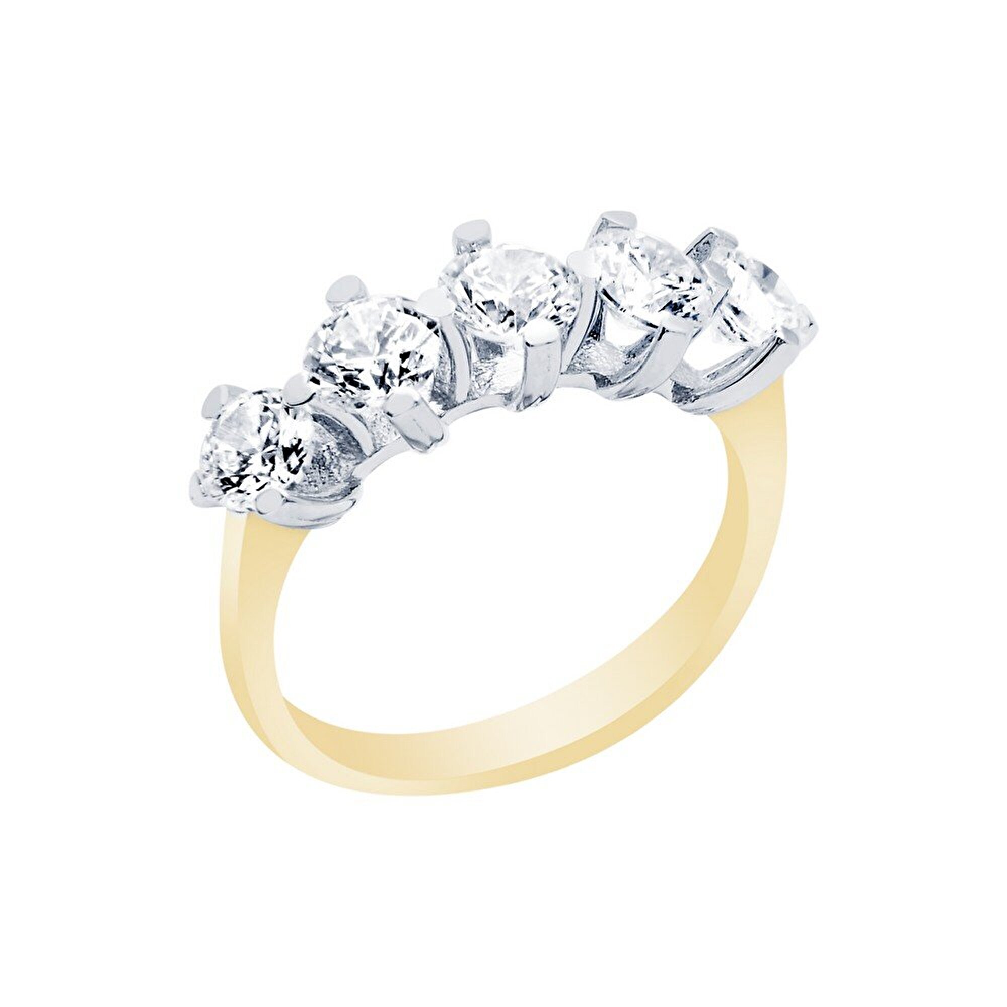 14 Ayar Sarı-Beyaz Altın Beştaş Yüzük