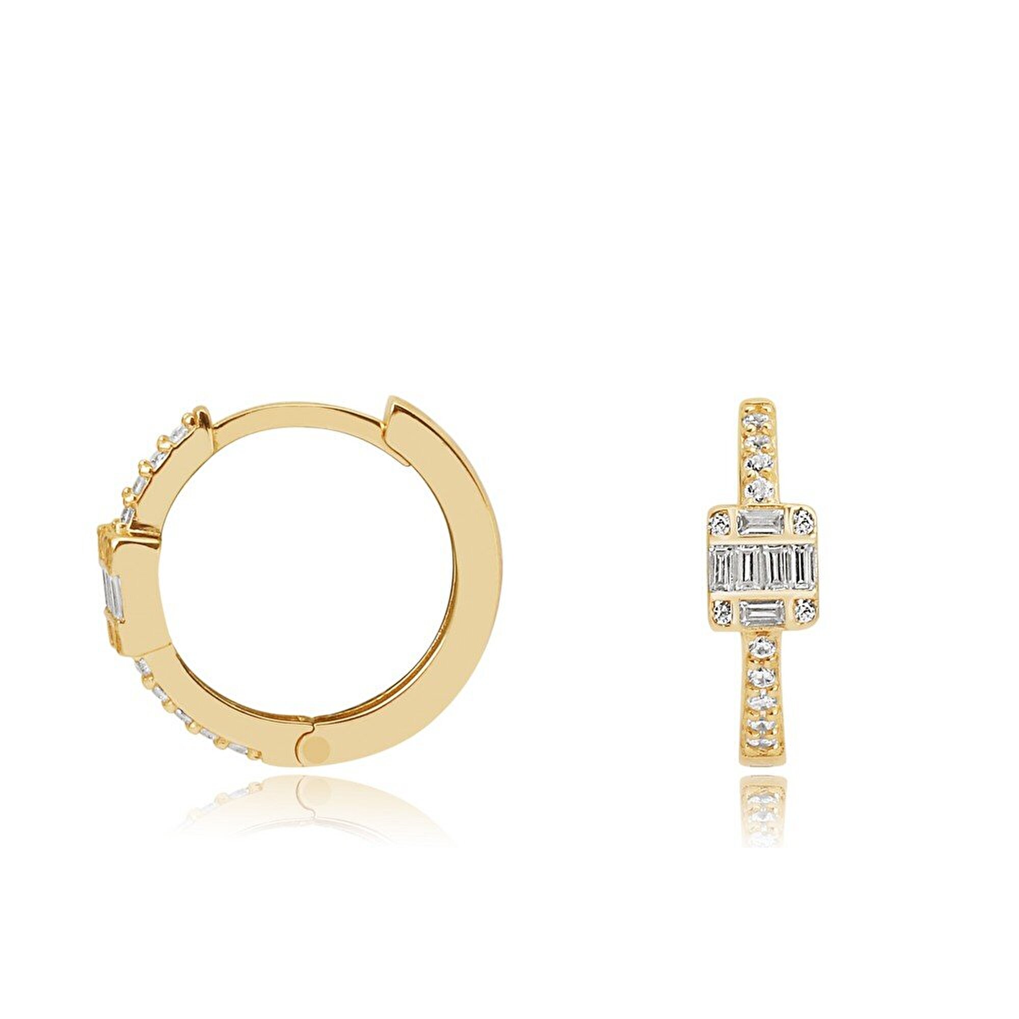 14 Ayar Sarı Altın Baget Halka Küpe