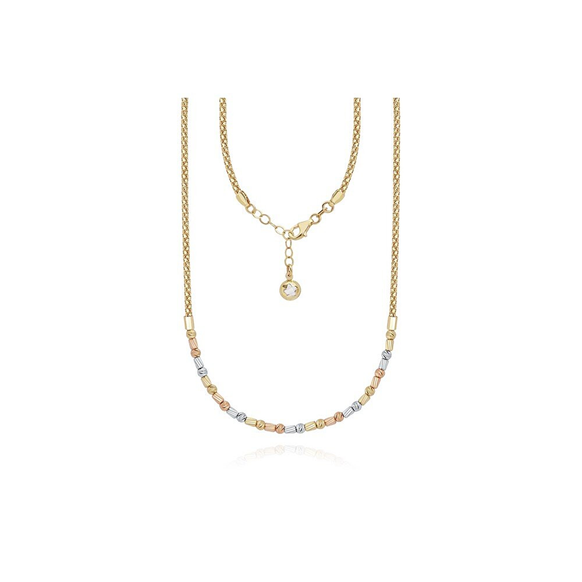 14 Ayar 3 Renkli Altın Dorika Zincir Kolye