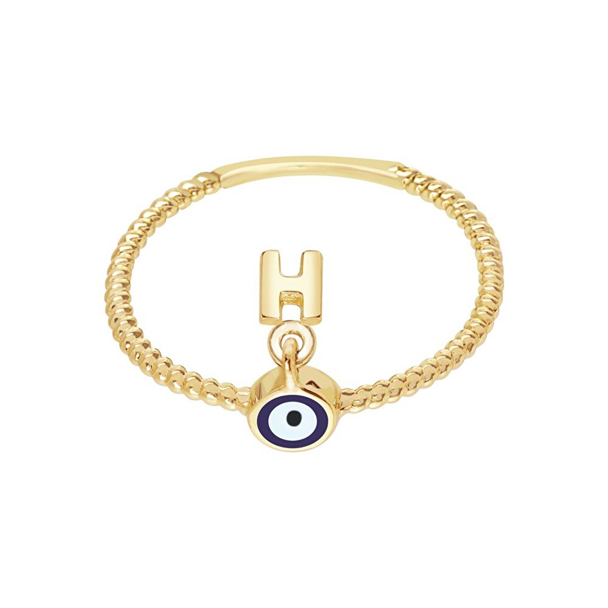 14 Ayar Sarı Altın H Harf Yüzük