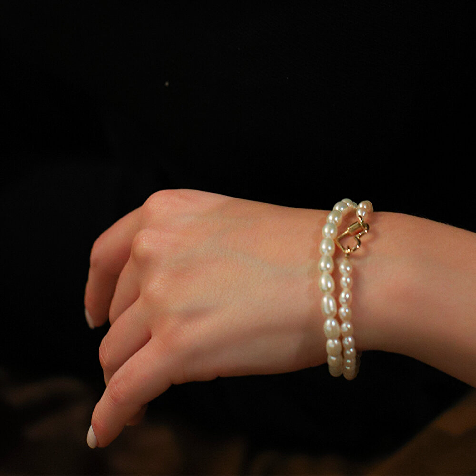 14 Ayar Sarı Altın İnci Bileklik