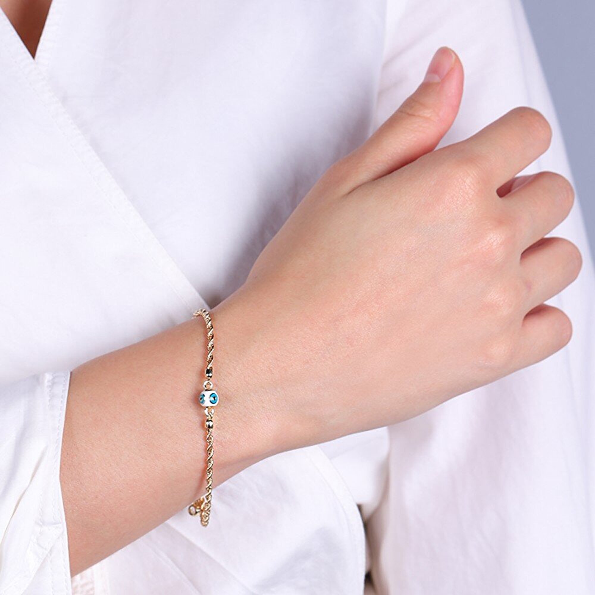 14 Ayar Sarı Altın Nazar Boncuklu Bileklik